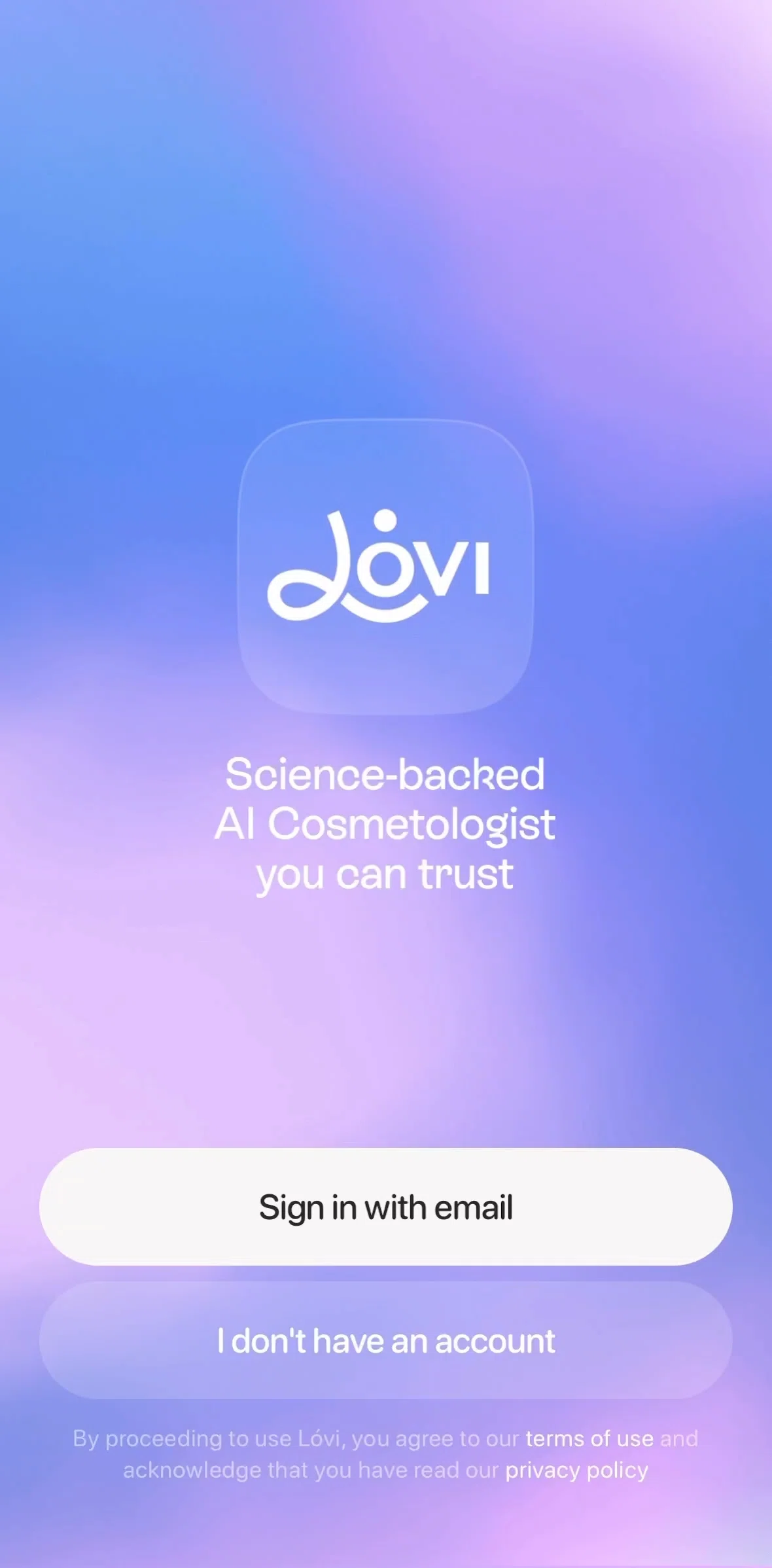 Lovi Screen screen in the Logging in flow