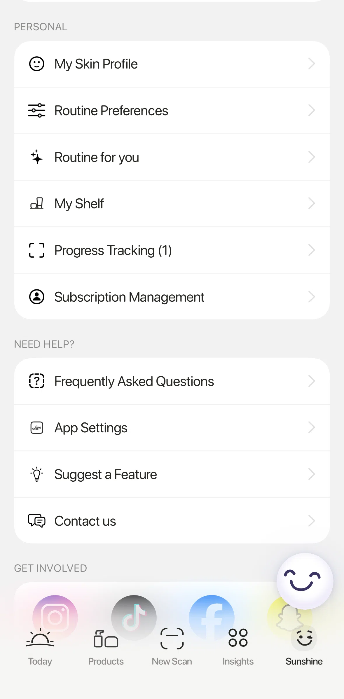 Lovi Screen screen in the Skin profile flow