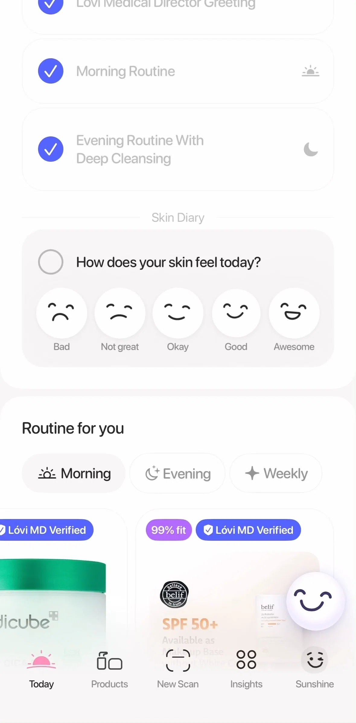 Lovi Screen screen in the Tracking skin condition flow