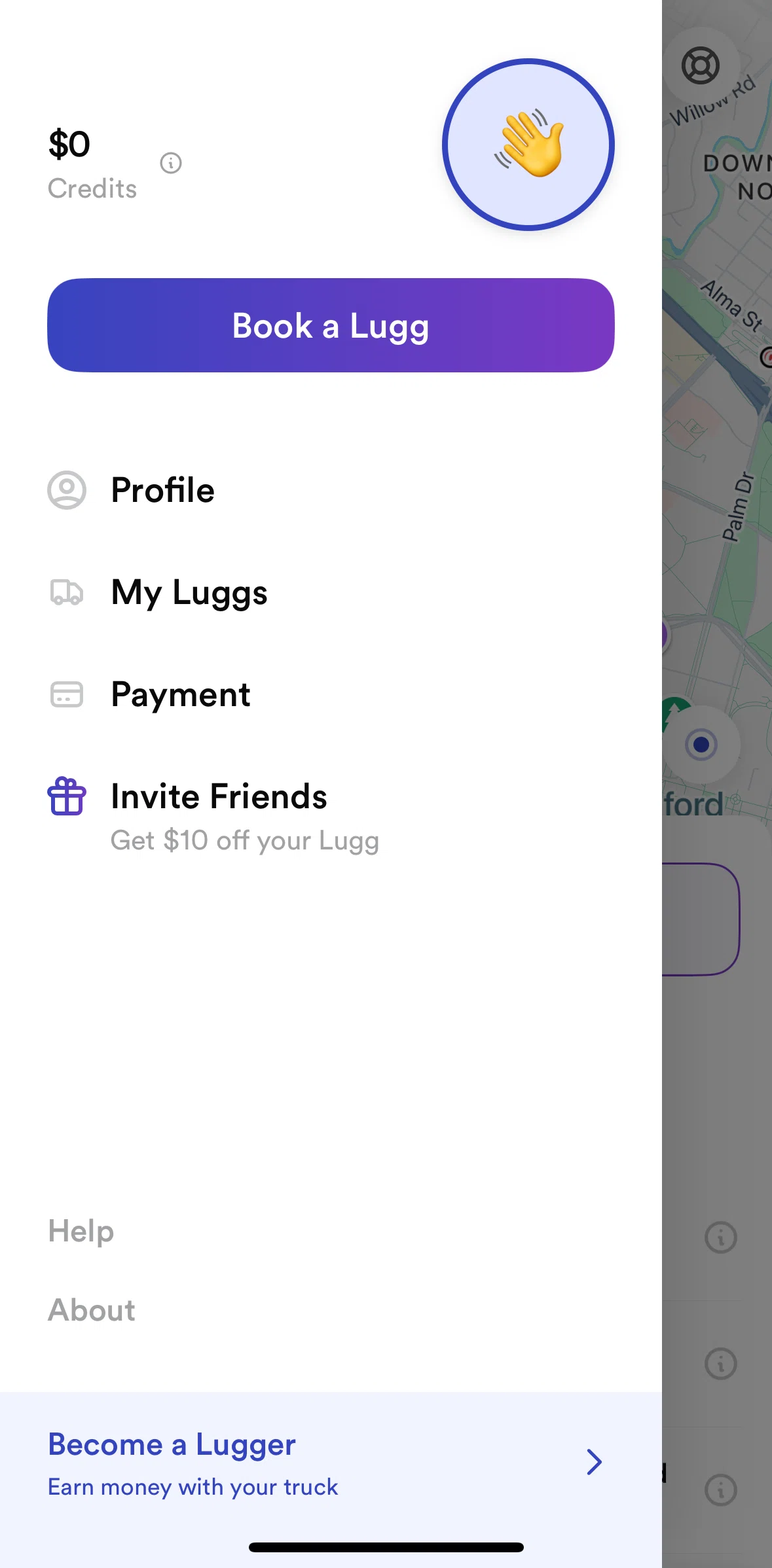 Lugg Screen screen in the My Luggs flow