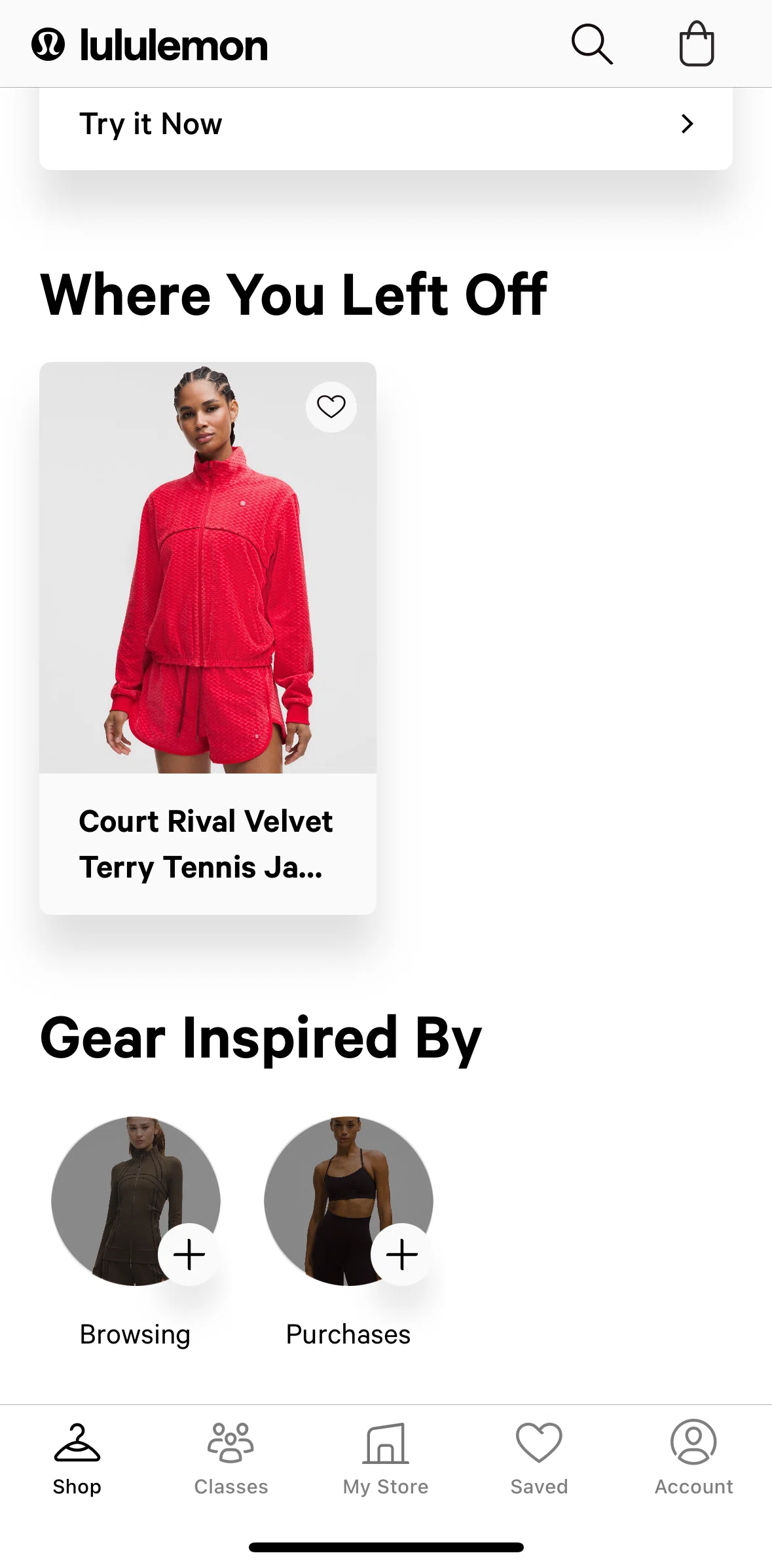 lululemon Screen screen in the Product detail flow