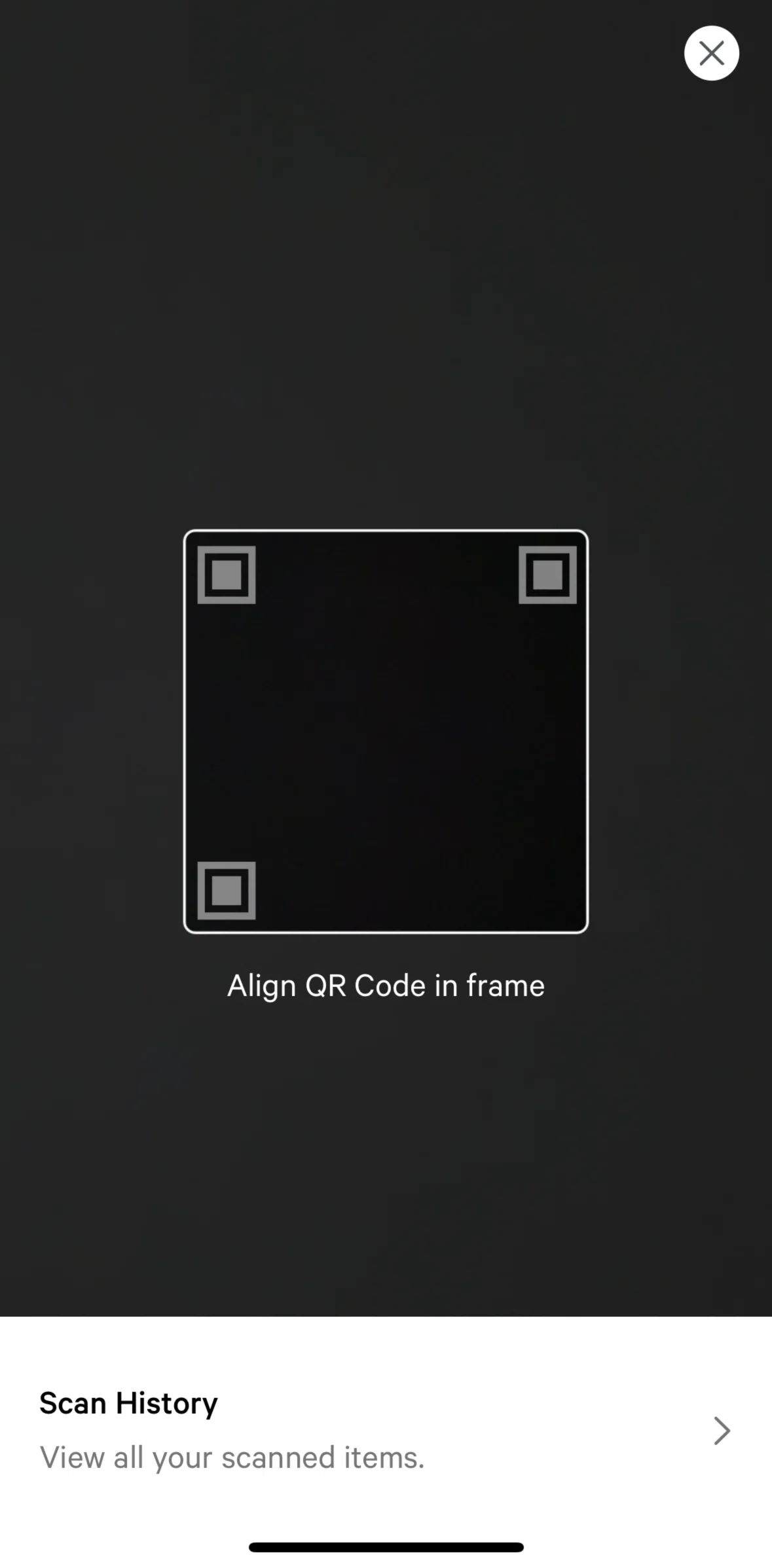 lululemon Screen screen in the Scan history flow
