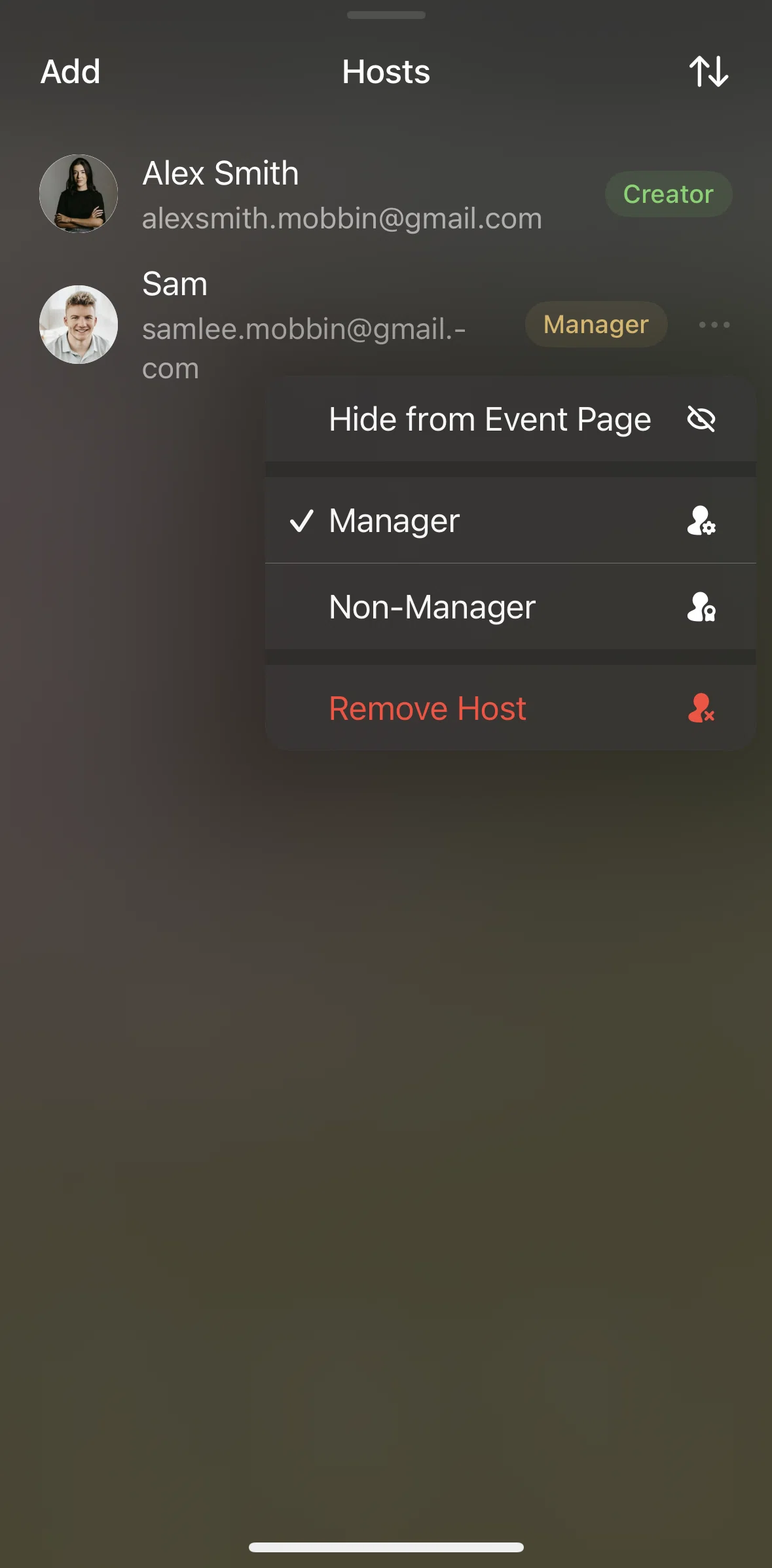 Luma Screen screen in the Removing manager access flow