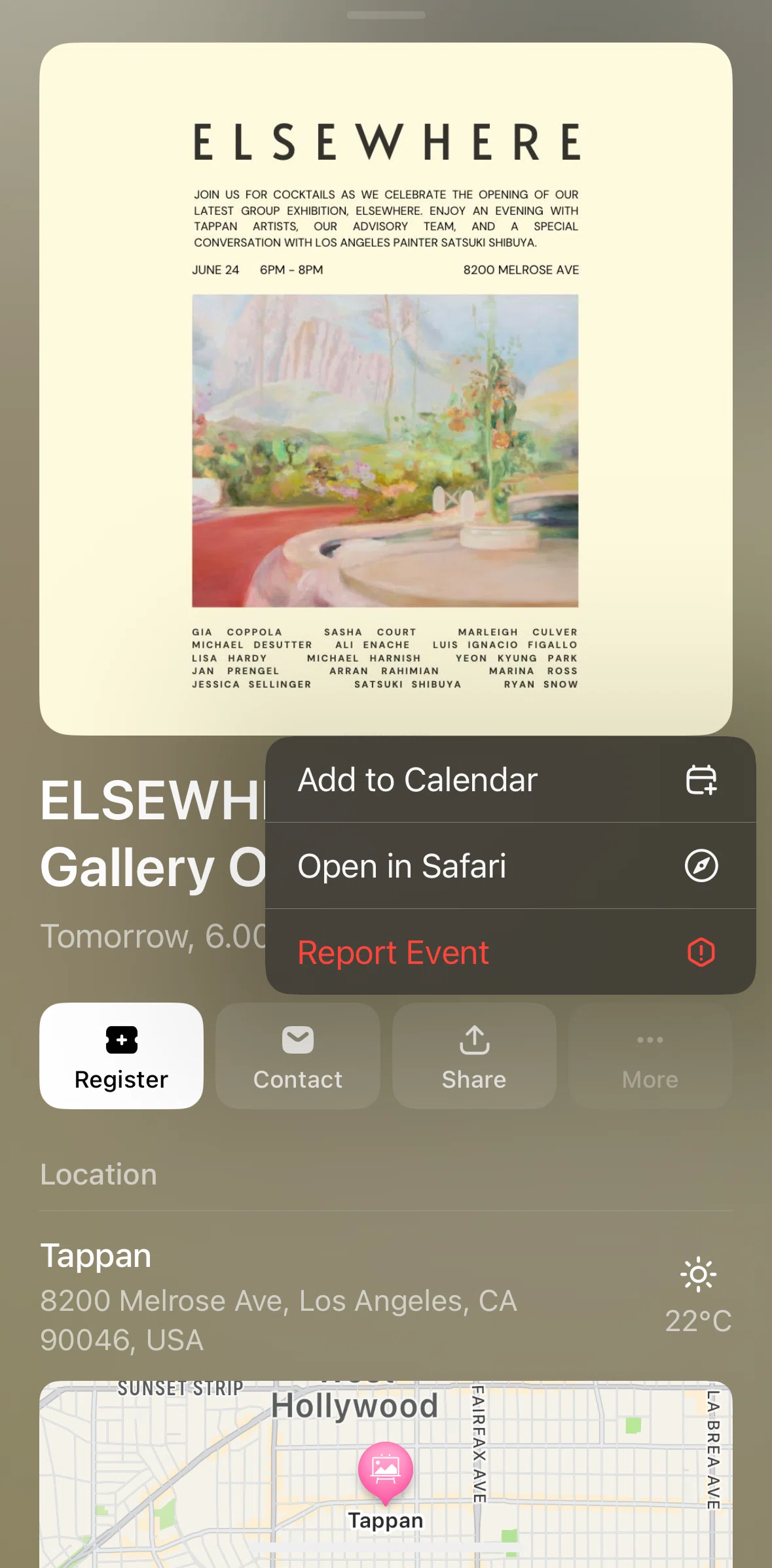 Luma Screen screen in the Reporting an event flow