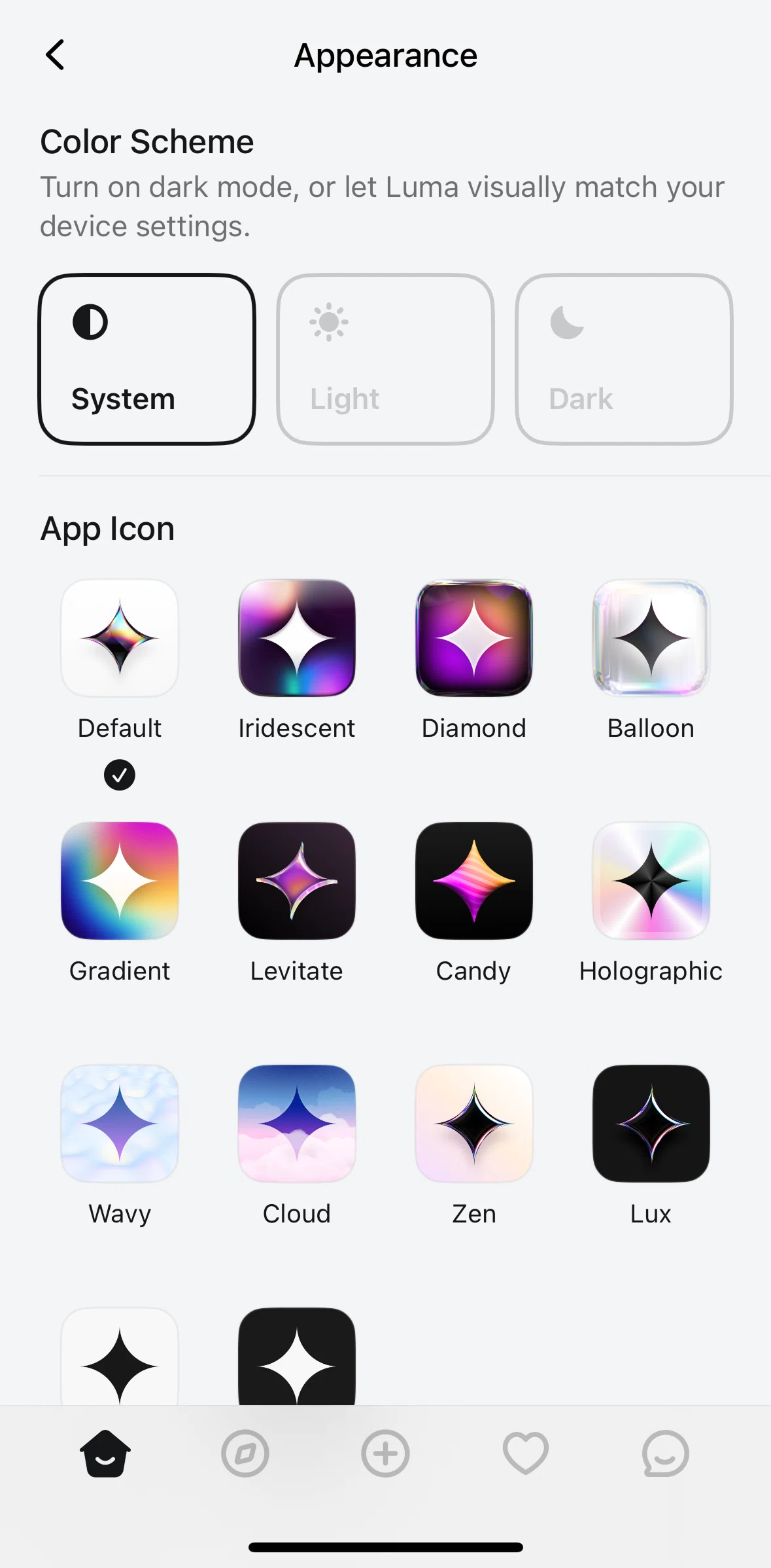 Luma Screen screen in the Switching to dark mode flow