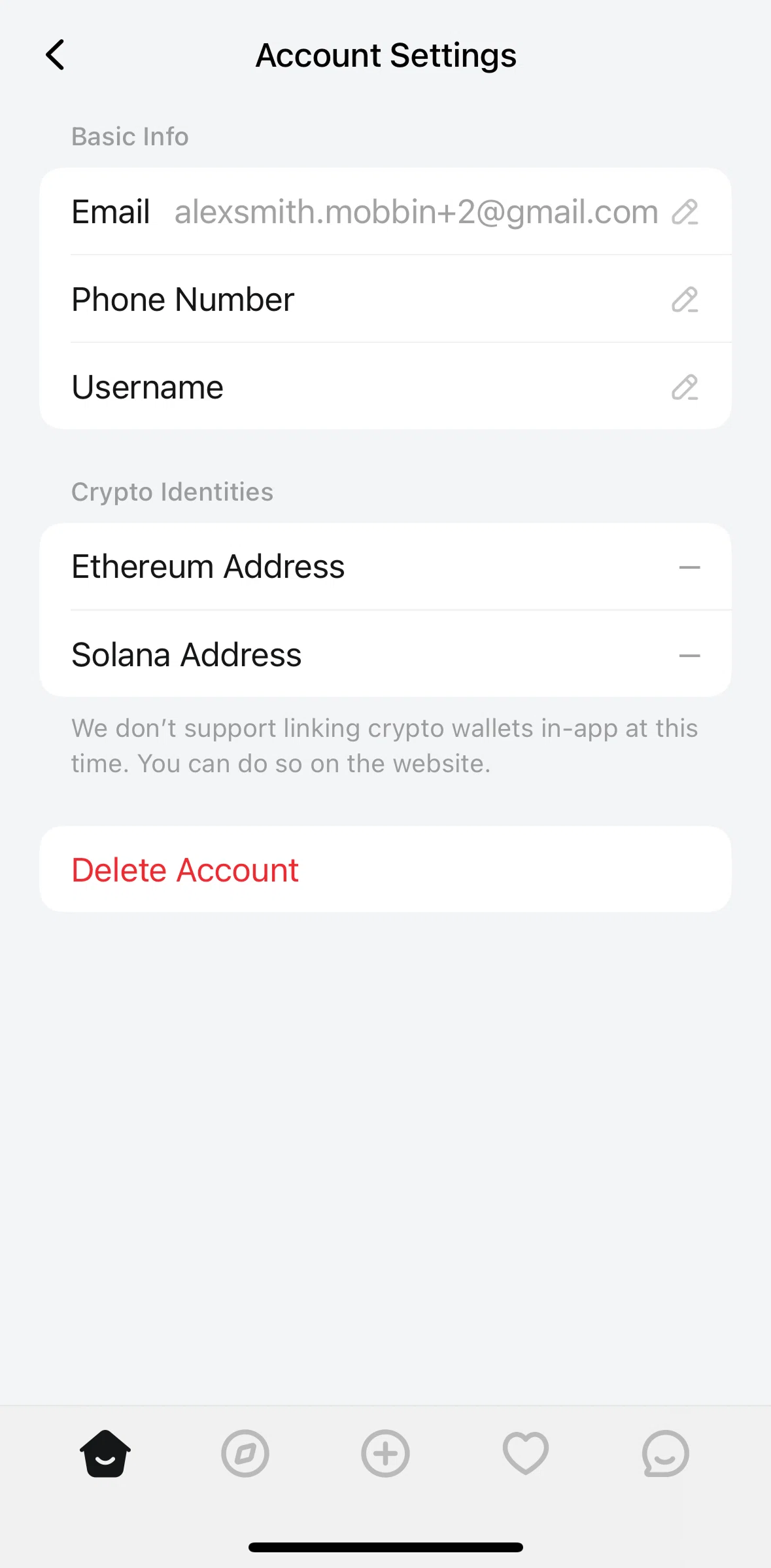 Luma Screen screen in the Updating username flow