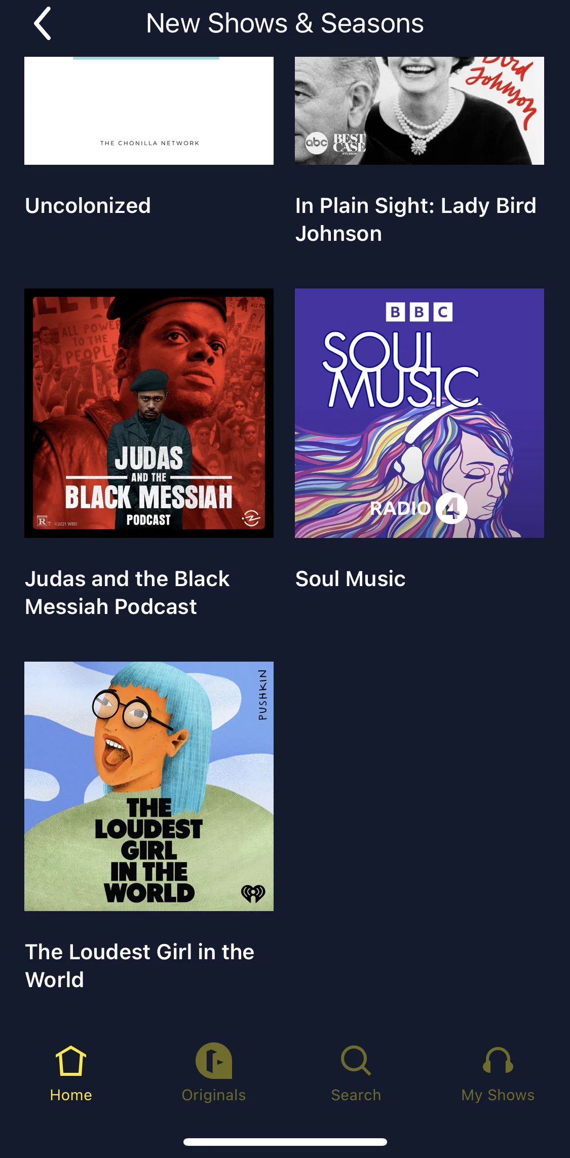 Luminary Screen screen in the Podcast detail flow