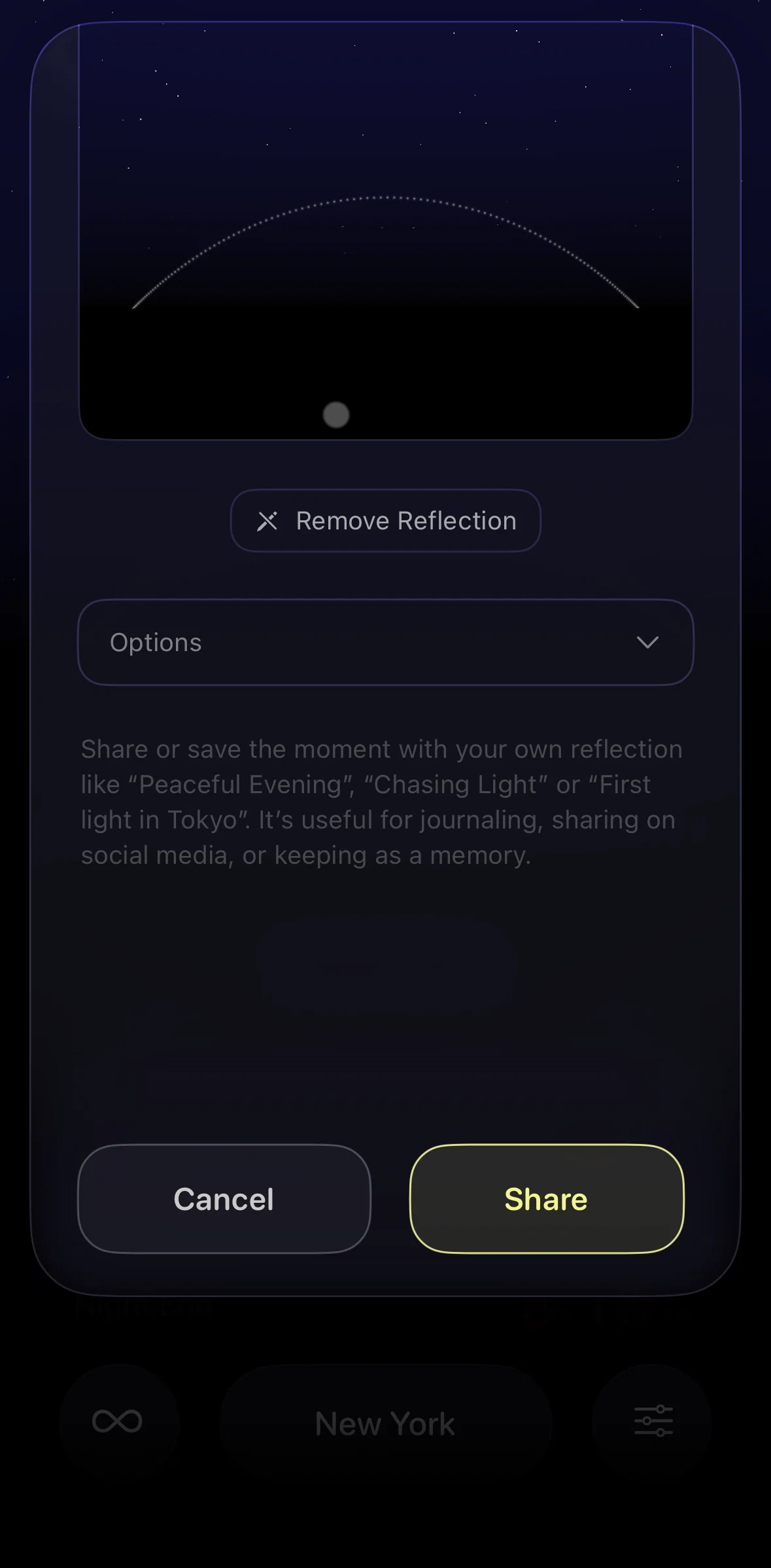 Lumy Screen screen in the Changing share option flow