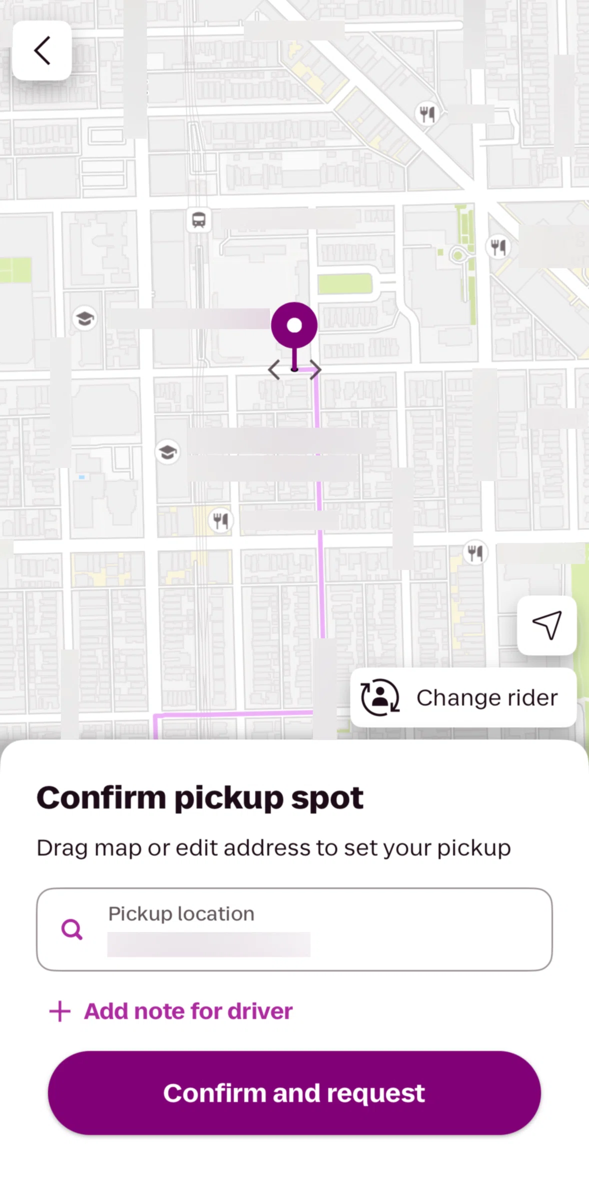 Lyft Screen screen in the Adding a note flow