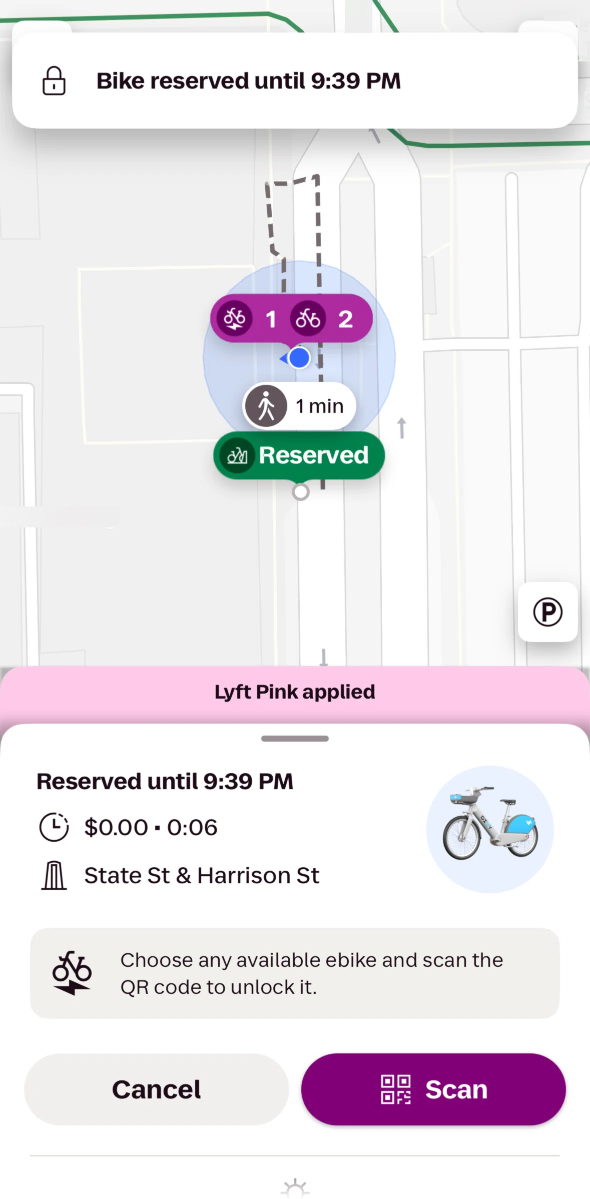 Lyft Screen screen in the Booking detail (two-wheeler) flow