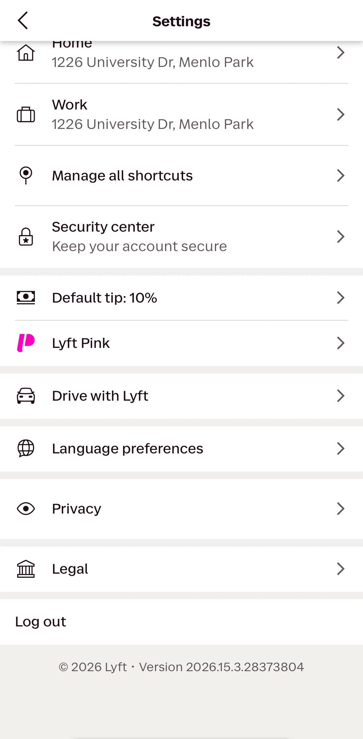 Lyft Screen screen in the Changing languange flow