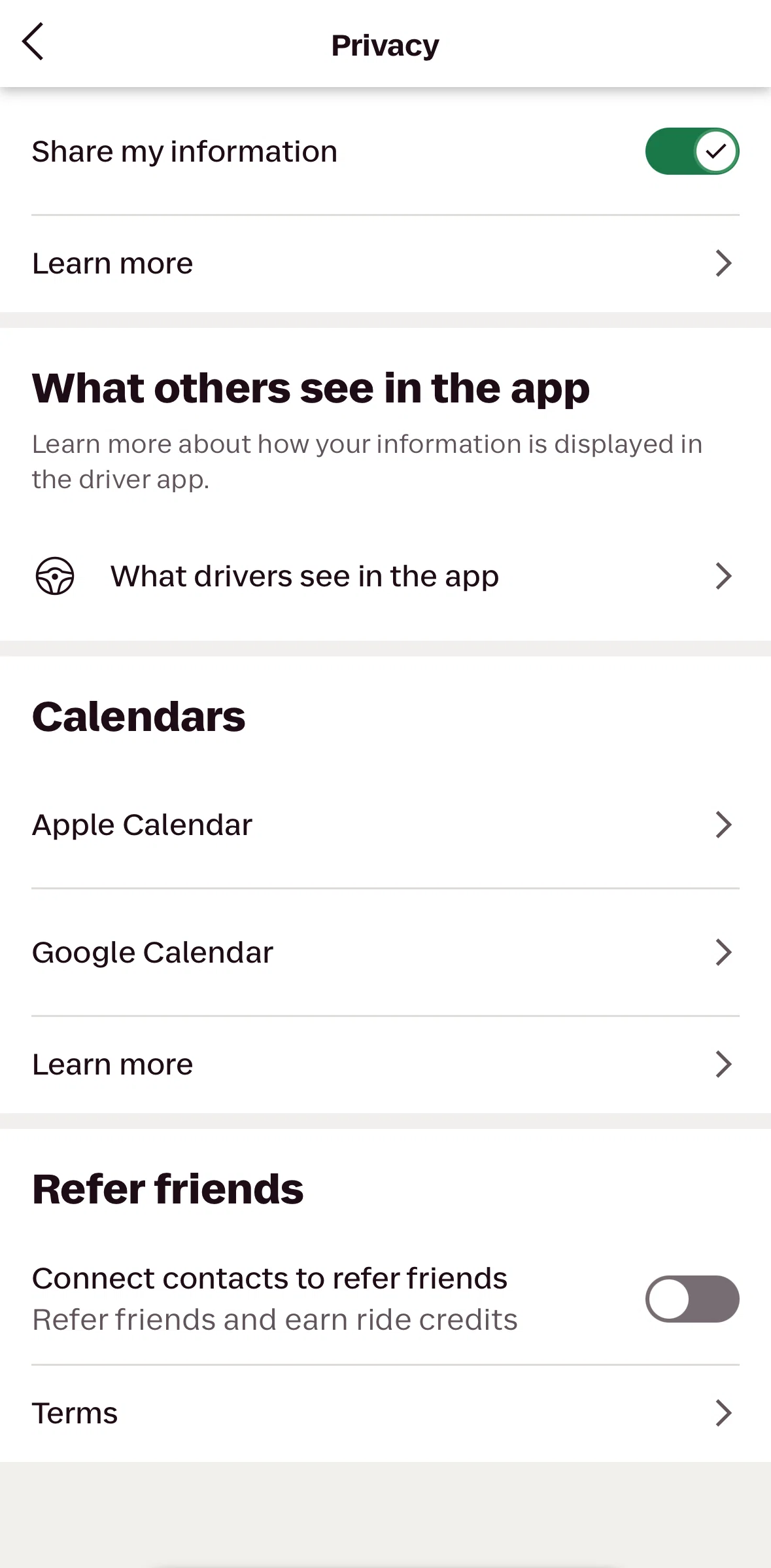 Lyft Screen screen in the Connecting Apple Calendar (settings) flow