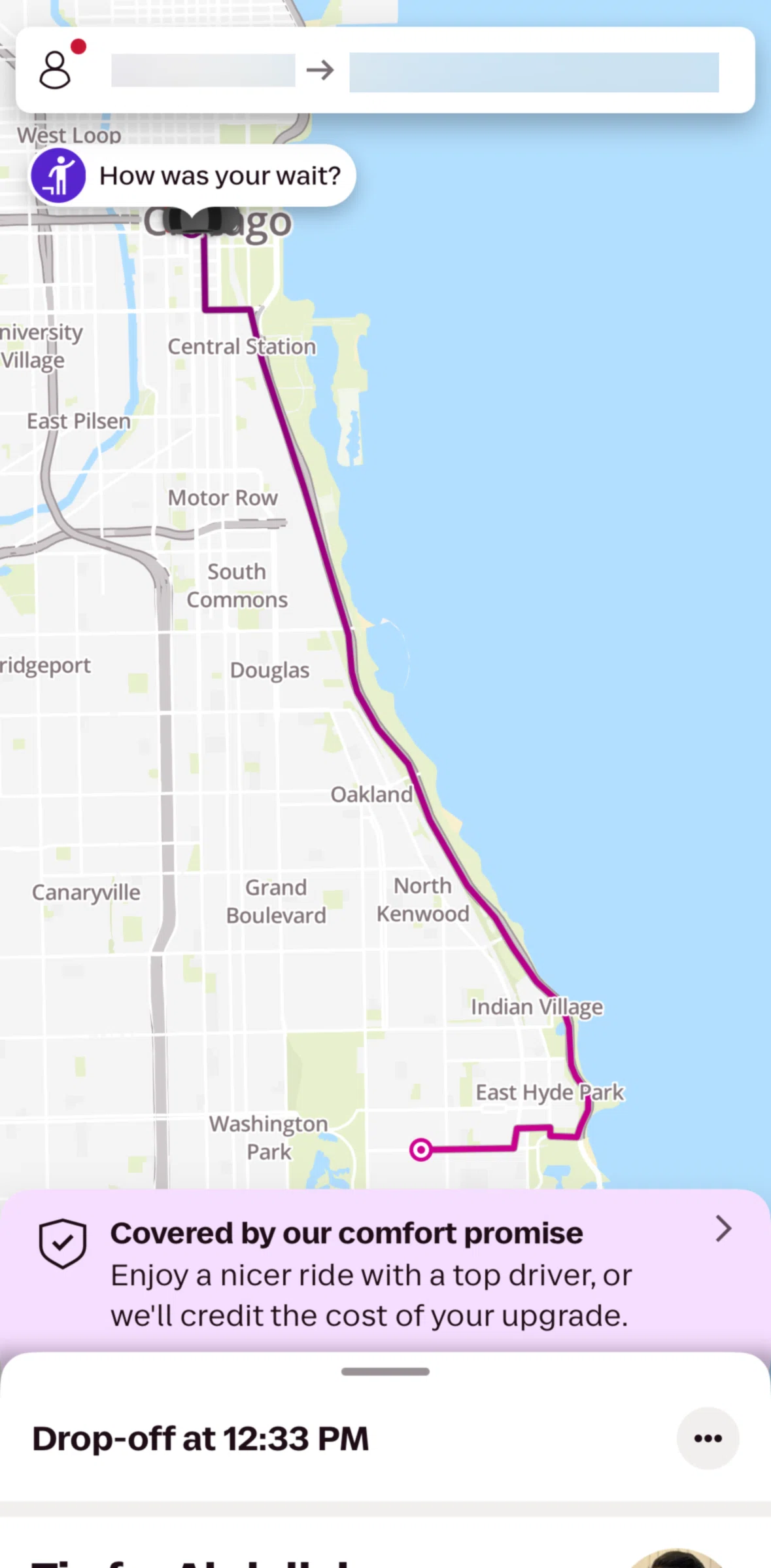 Lyft Screen screen in the Giving a feedback (pickup) flow