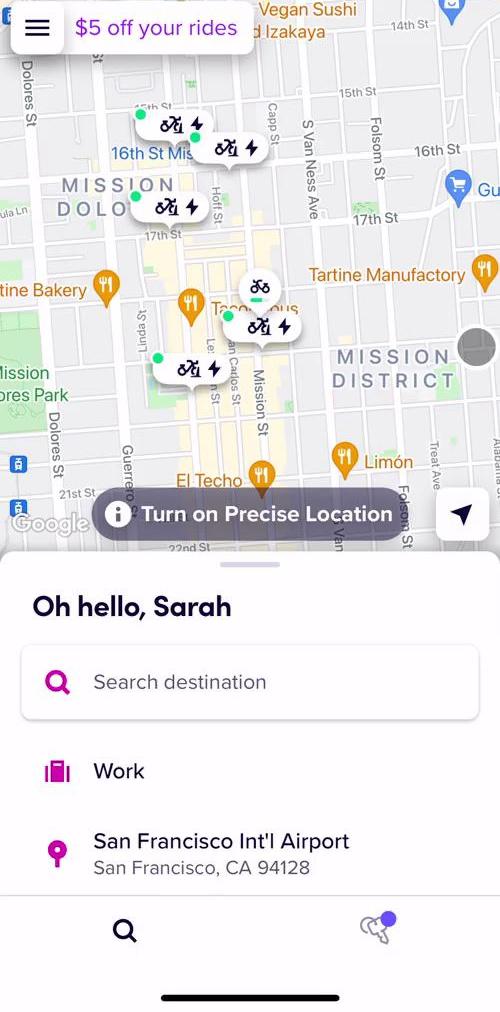 Lyft Home screen in the Inviting People flow