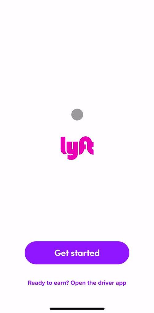 Lyft Start screen screen in the Onboarding flow