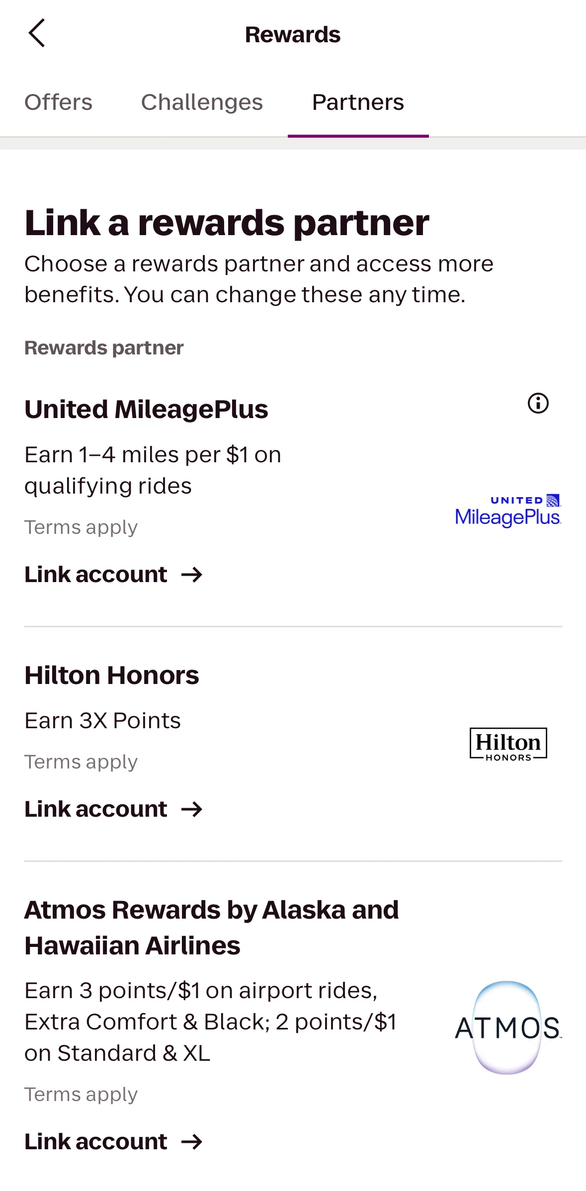 Lyft Screen screen in the Partners flow
