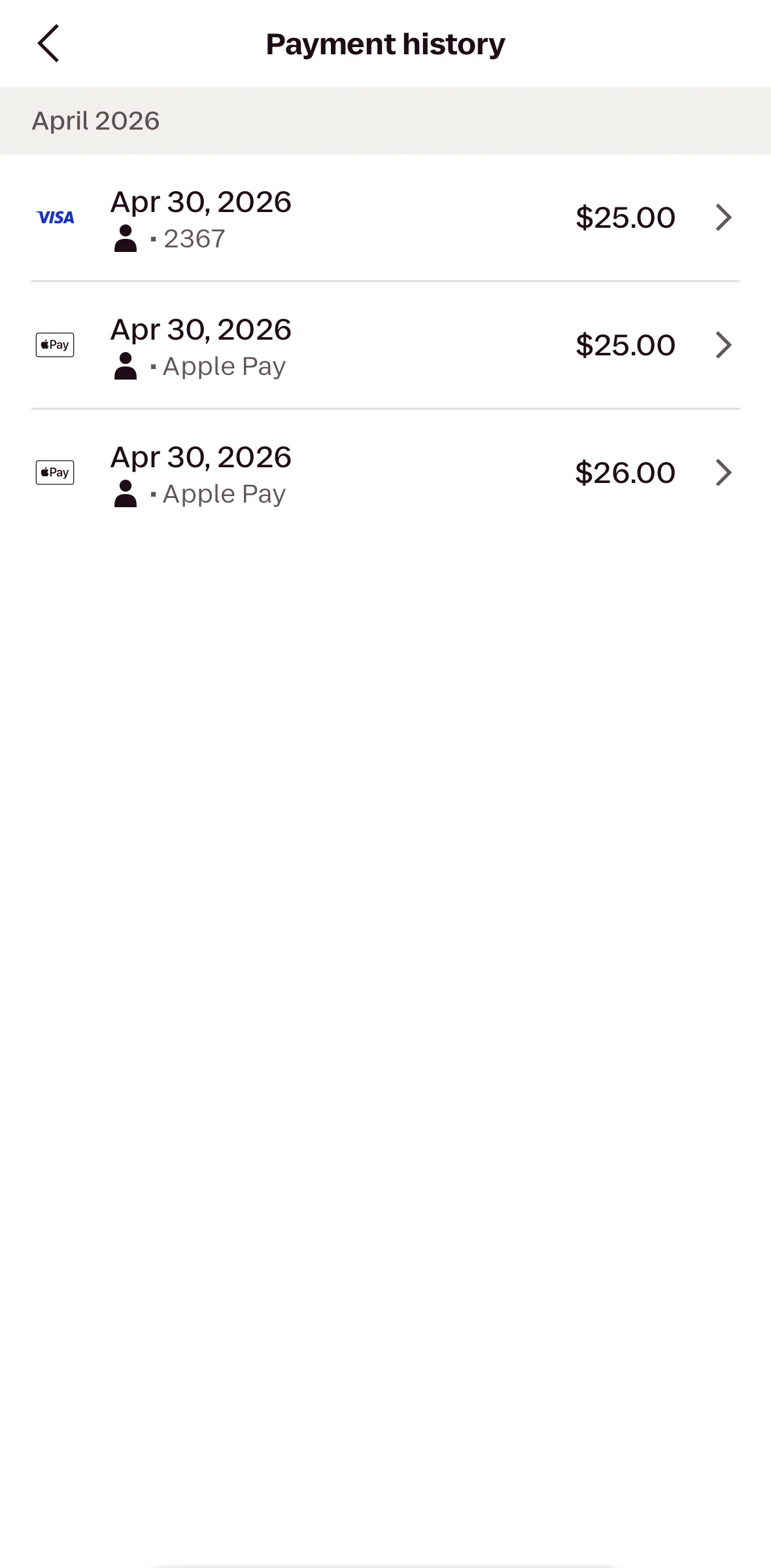 Lyft Screen screen in the Payment history detail flow
