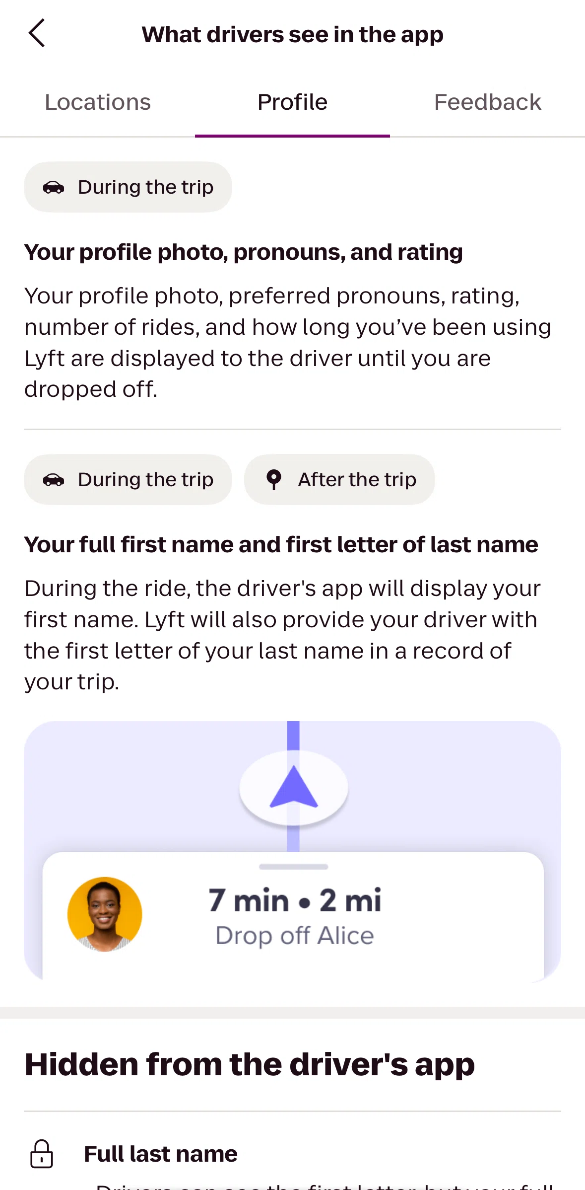 Lyft Screen screen in the Profile (privacy) flow