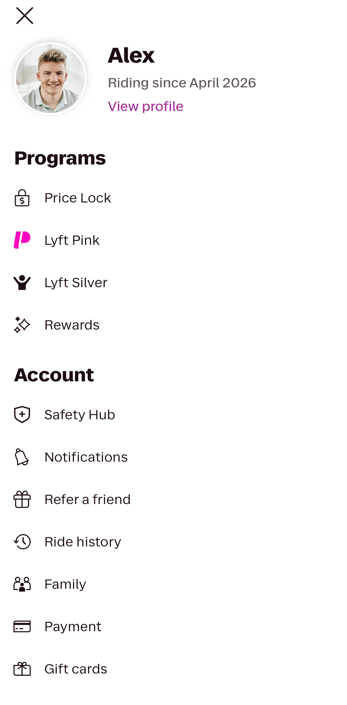 Lyft Screen screen in the Rewards flow
