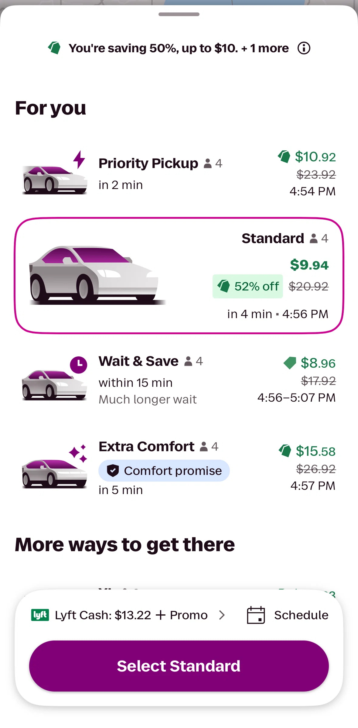 Lyft Screen screen in the Ride detail flow