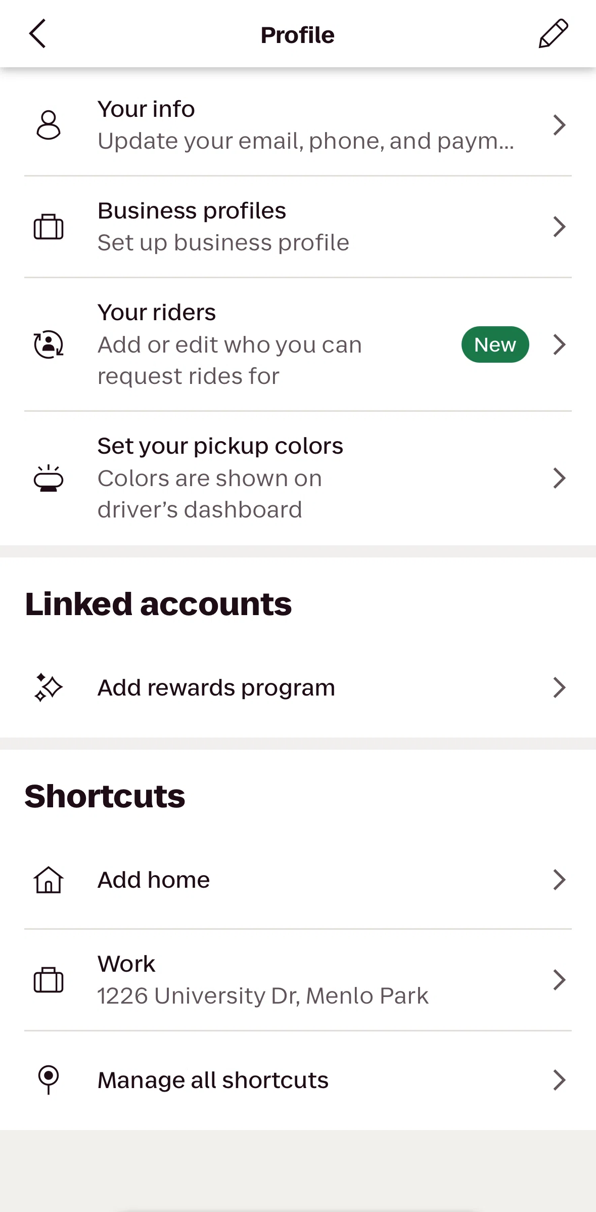 Lyft Screen screen in the Riders flow