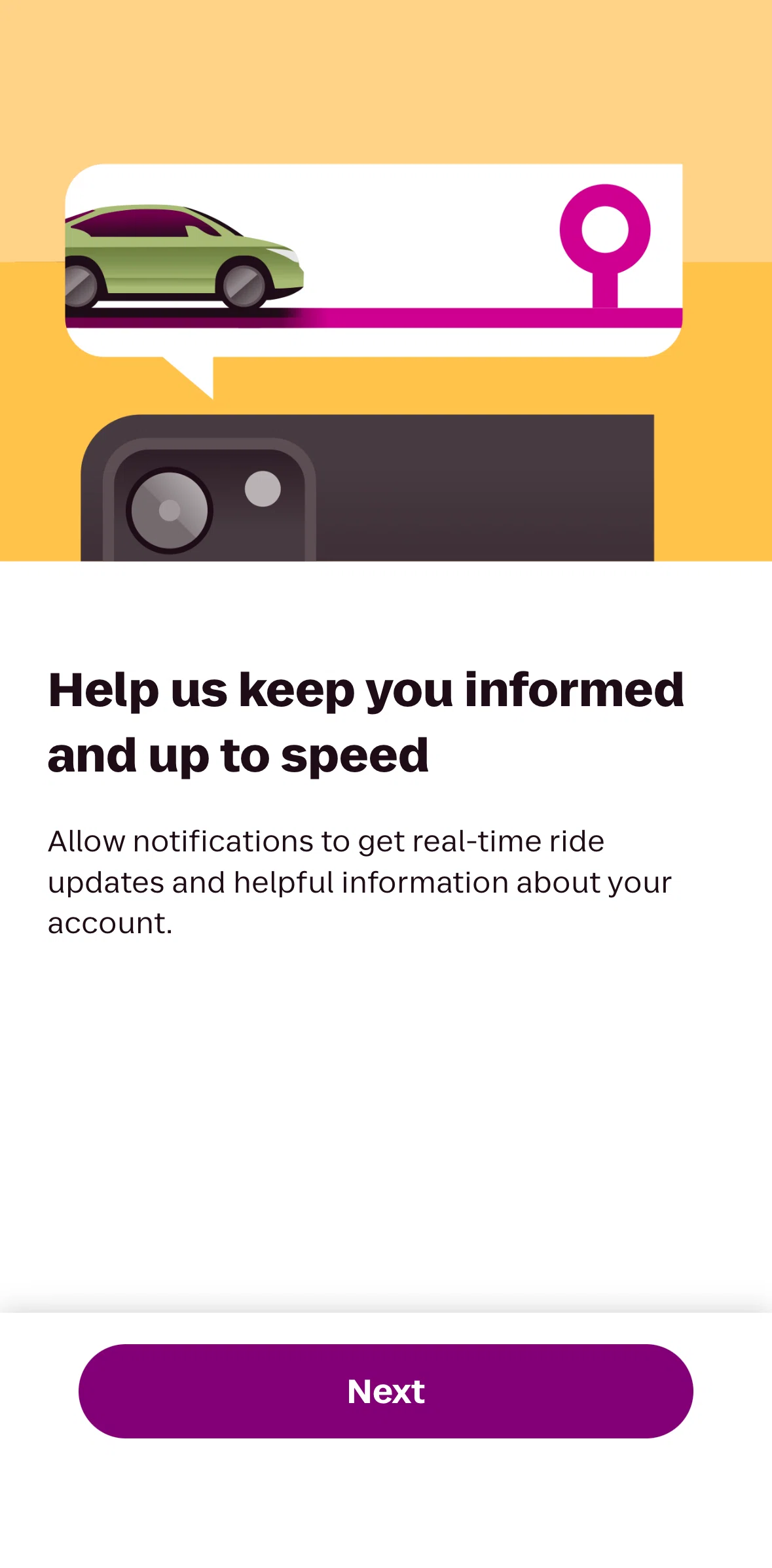 Lyft Screen screen in the Setting up an account flow