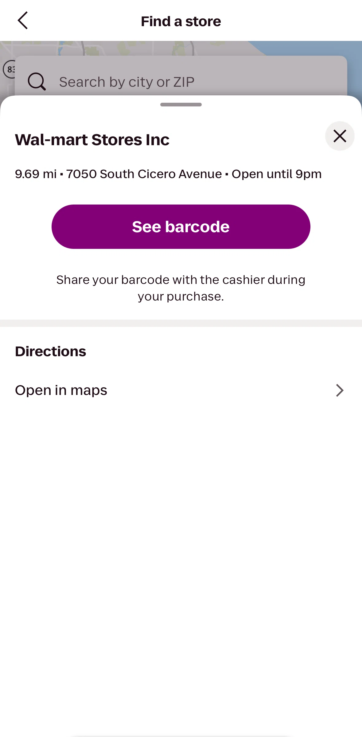 Lyft Screen screen in the Store barcode flow