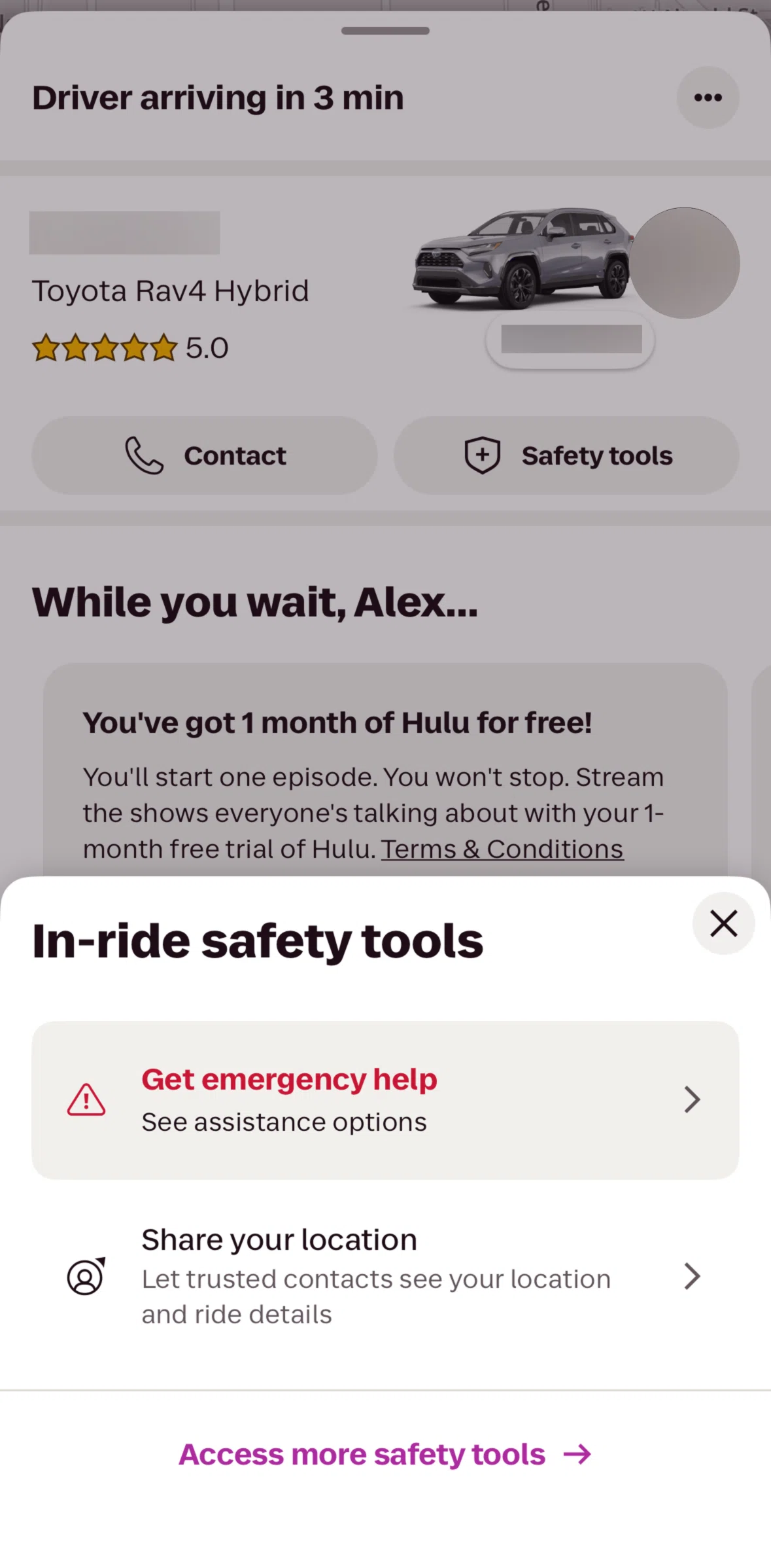 Lyft Screen screen in the Turning on a location sharing flow