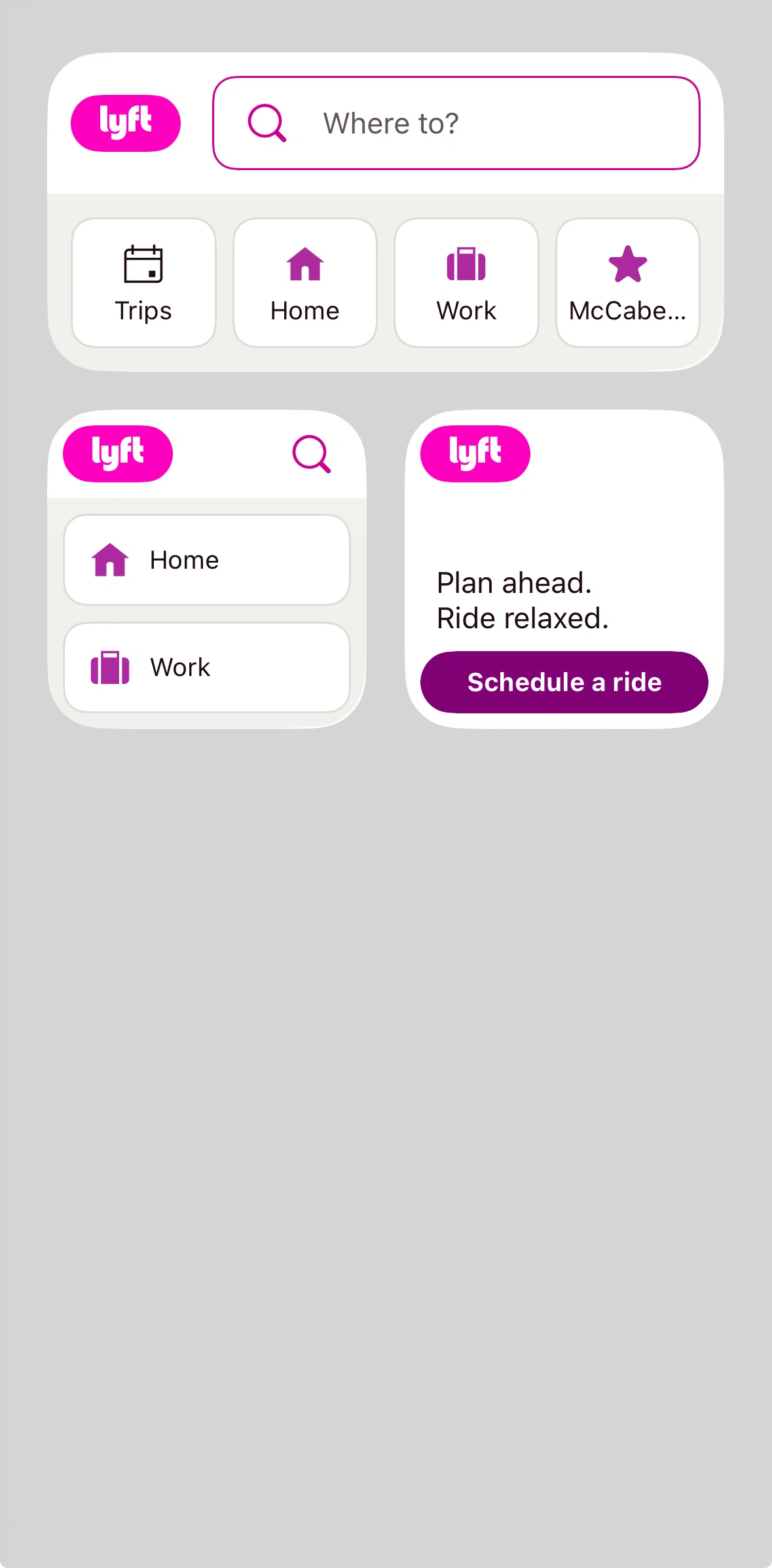 Lyft Screen screen in the Widgets flow