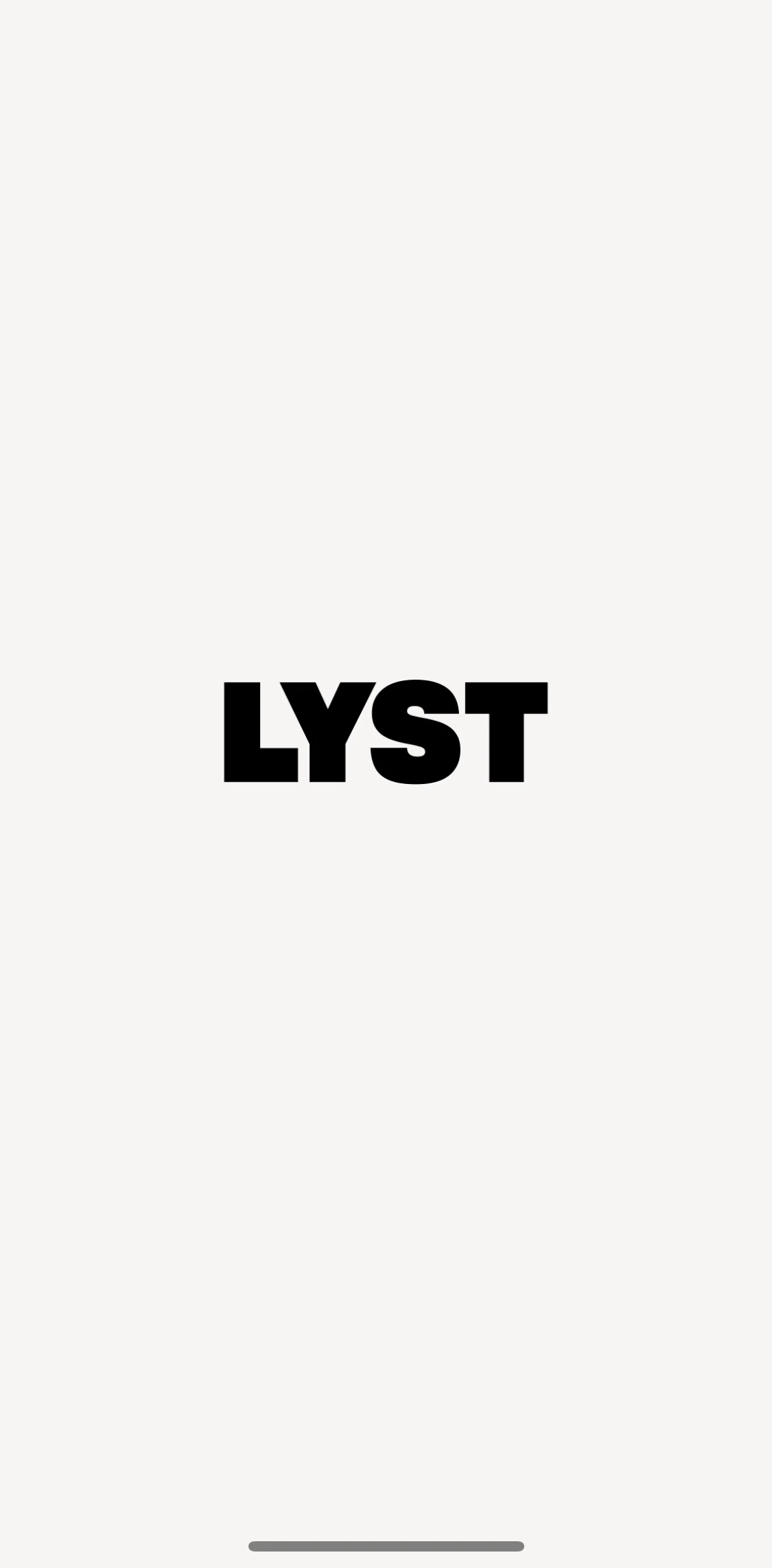 Lyst Screen screen in the Logging in flow