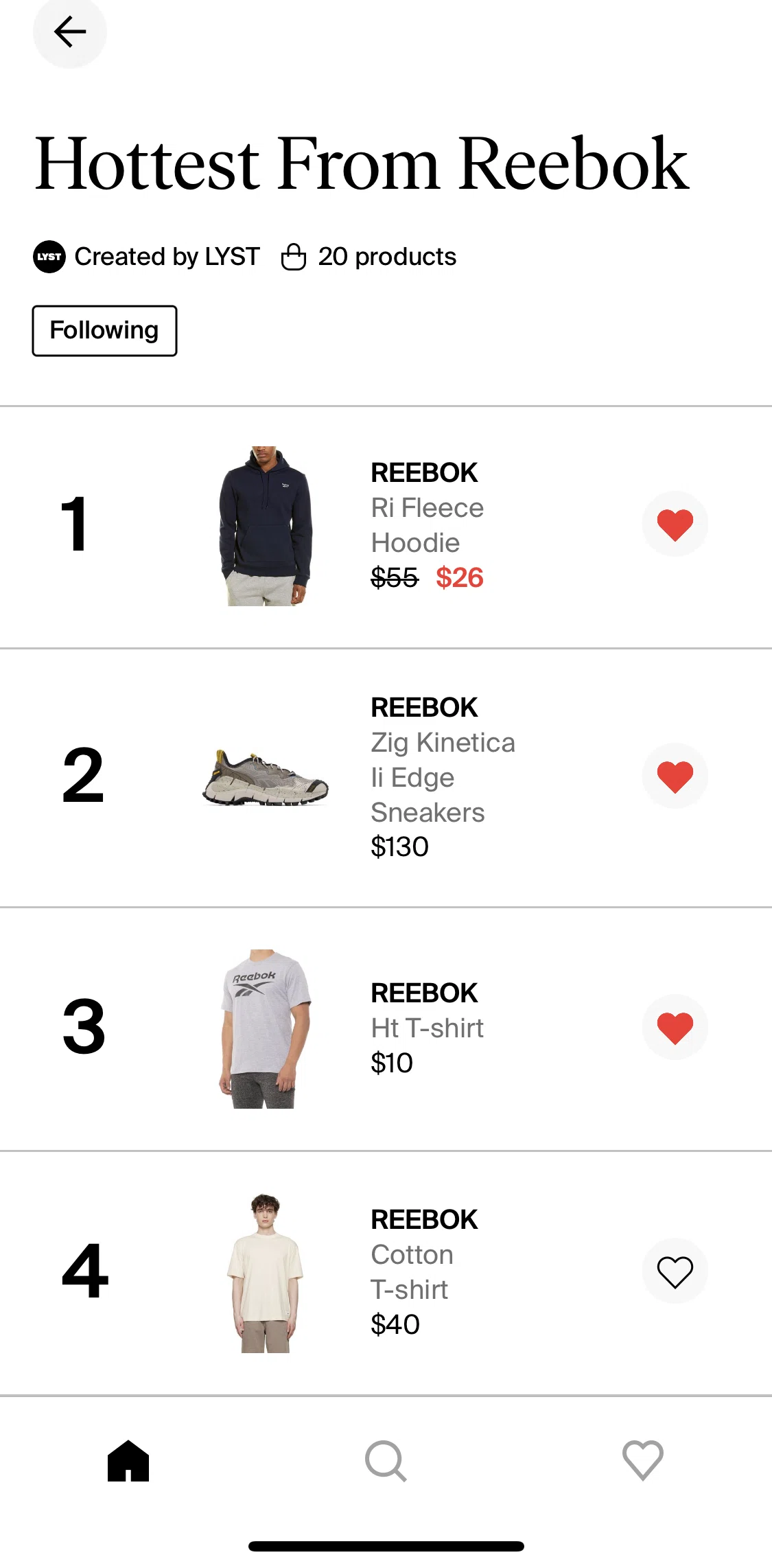Lyst Screen screen in the Product detail flow