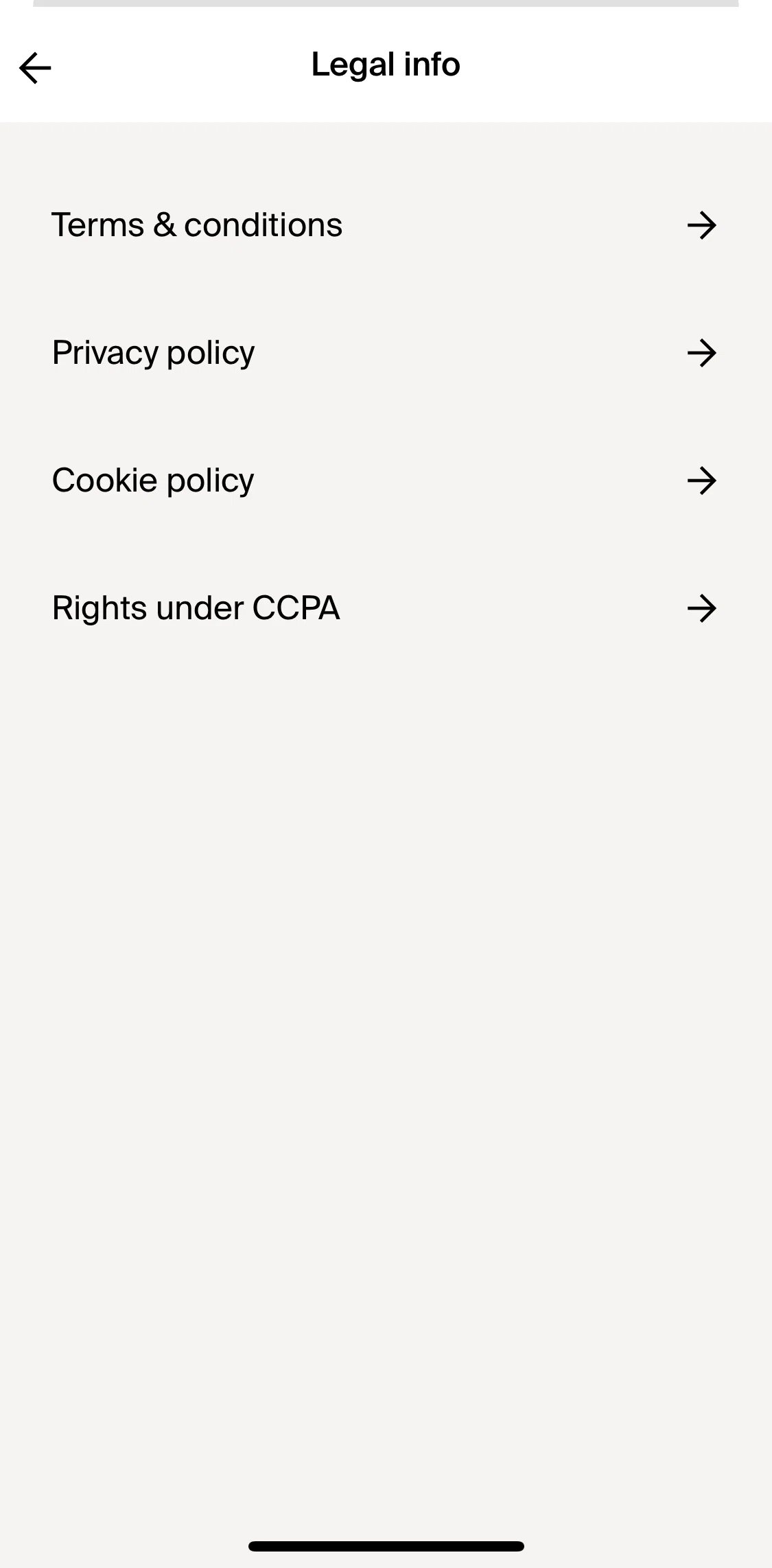 Lyst Screen screen in the Terms & conditions flow