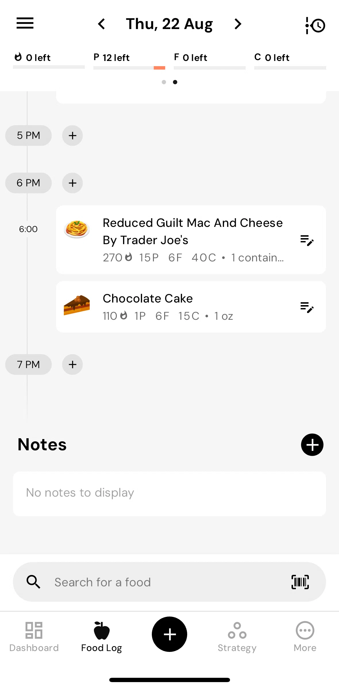 MacroFactor Screen screen in the Adding a new note flow