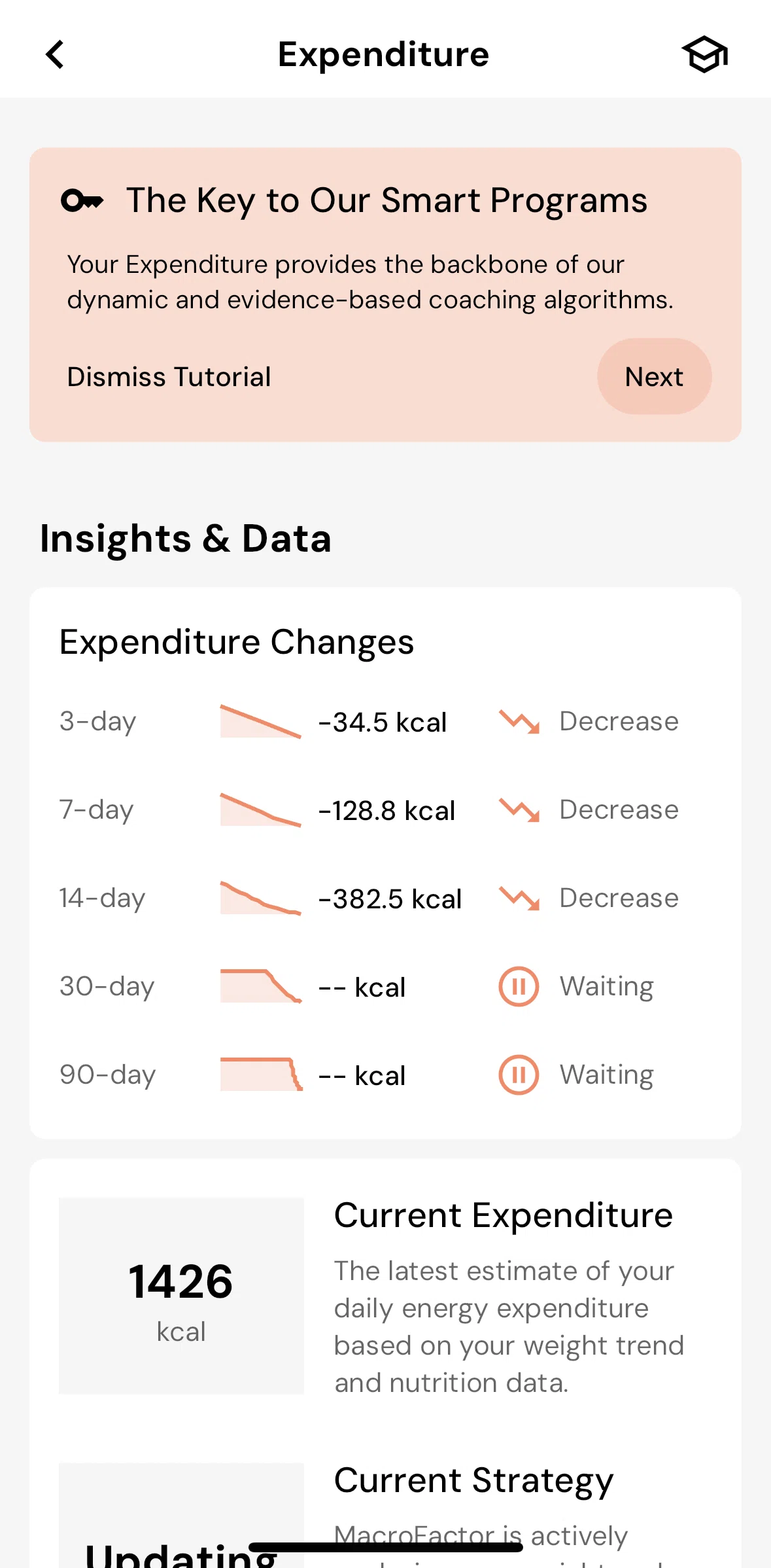 MacroFactor Screen screen in the Browse tutorial flow