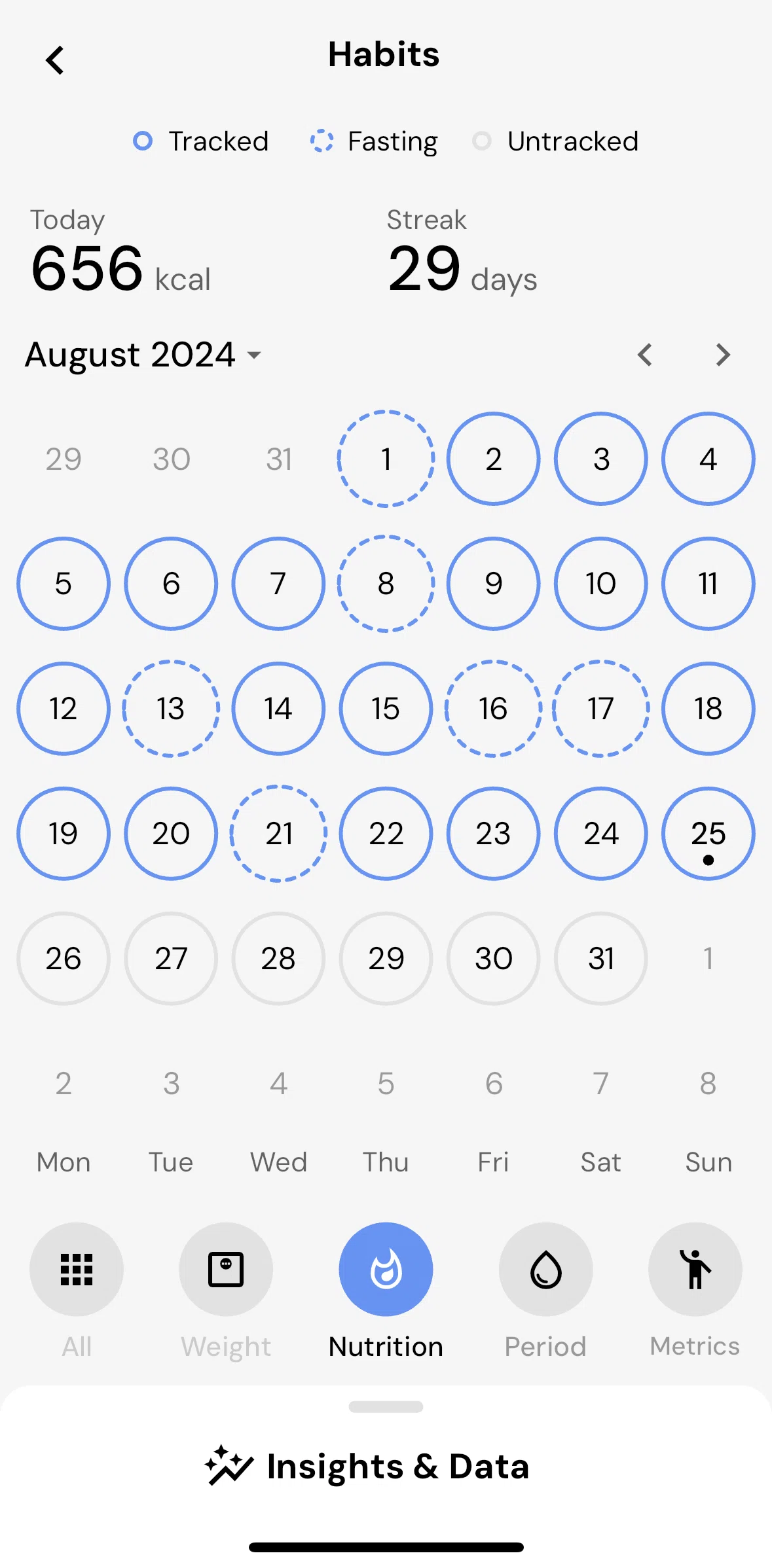 MacroFactor Screen screen in the Changing month flow
