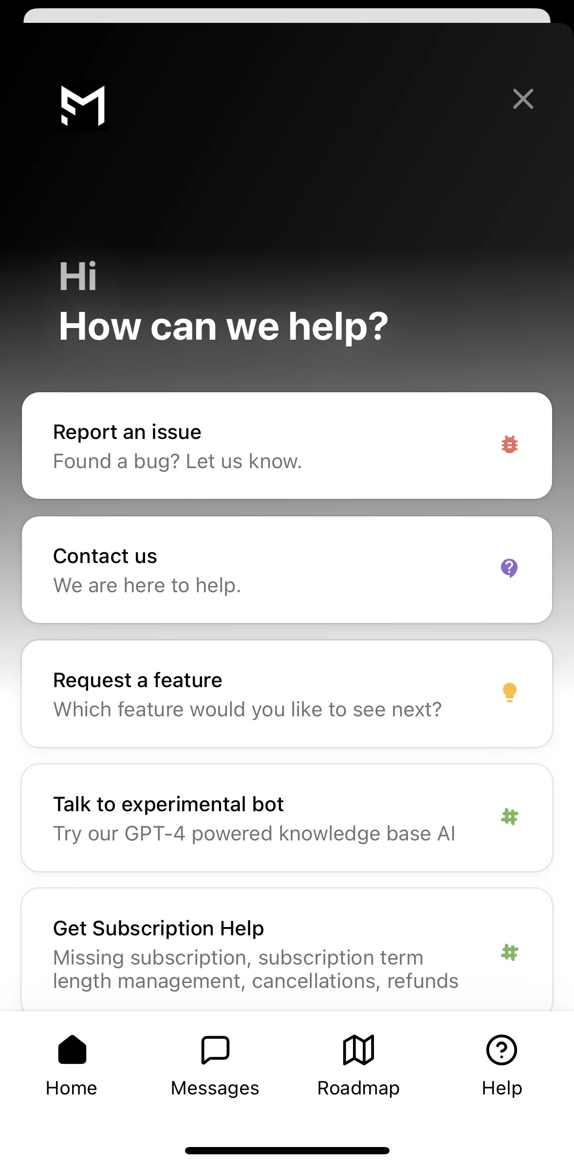 MacroFactor Screen screen in the Chatting with bot flow
