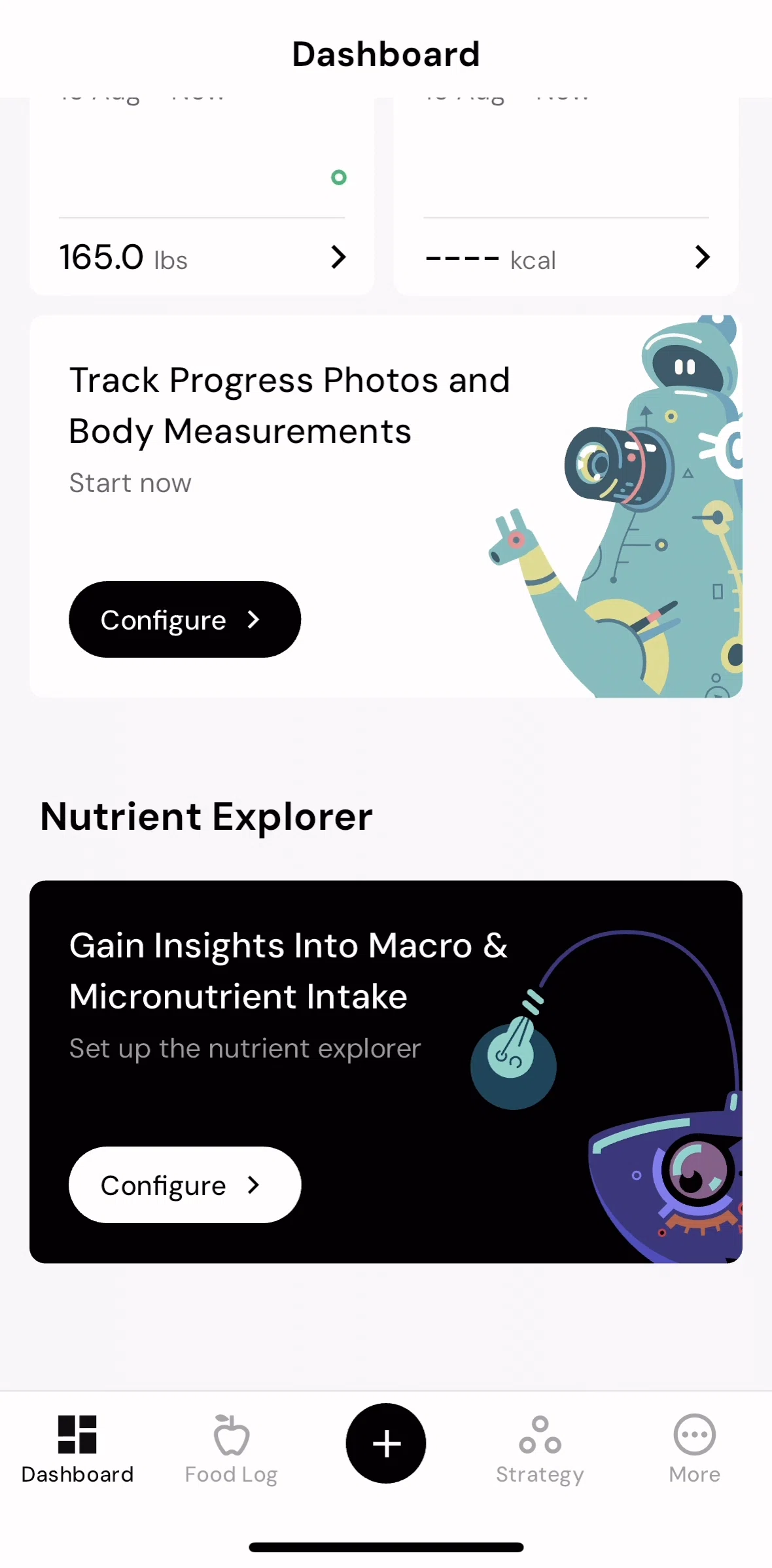 MacroFactor Screen screen in the Configuring nutrient explorer flow