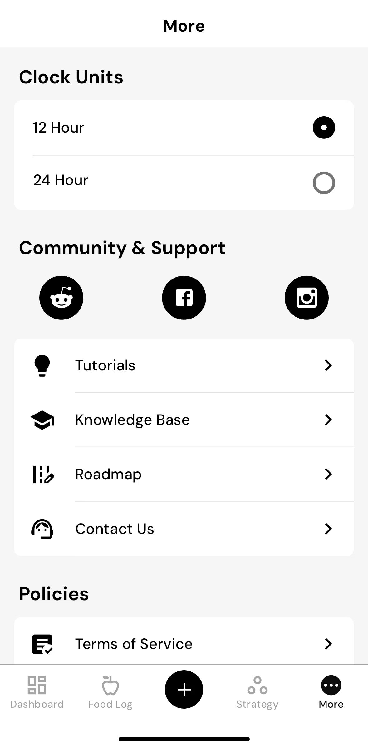 MacroFactor Screen screen in the Contacting support flow