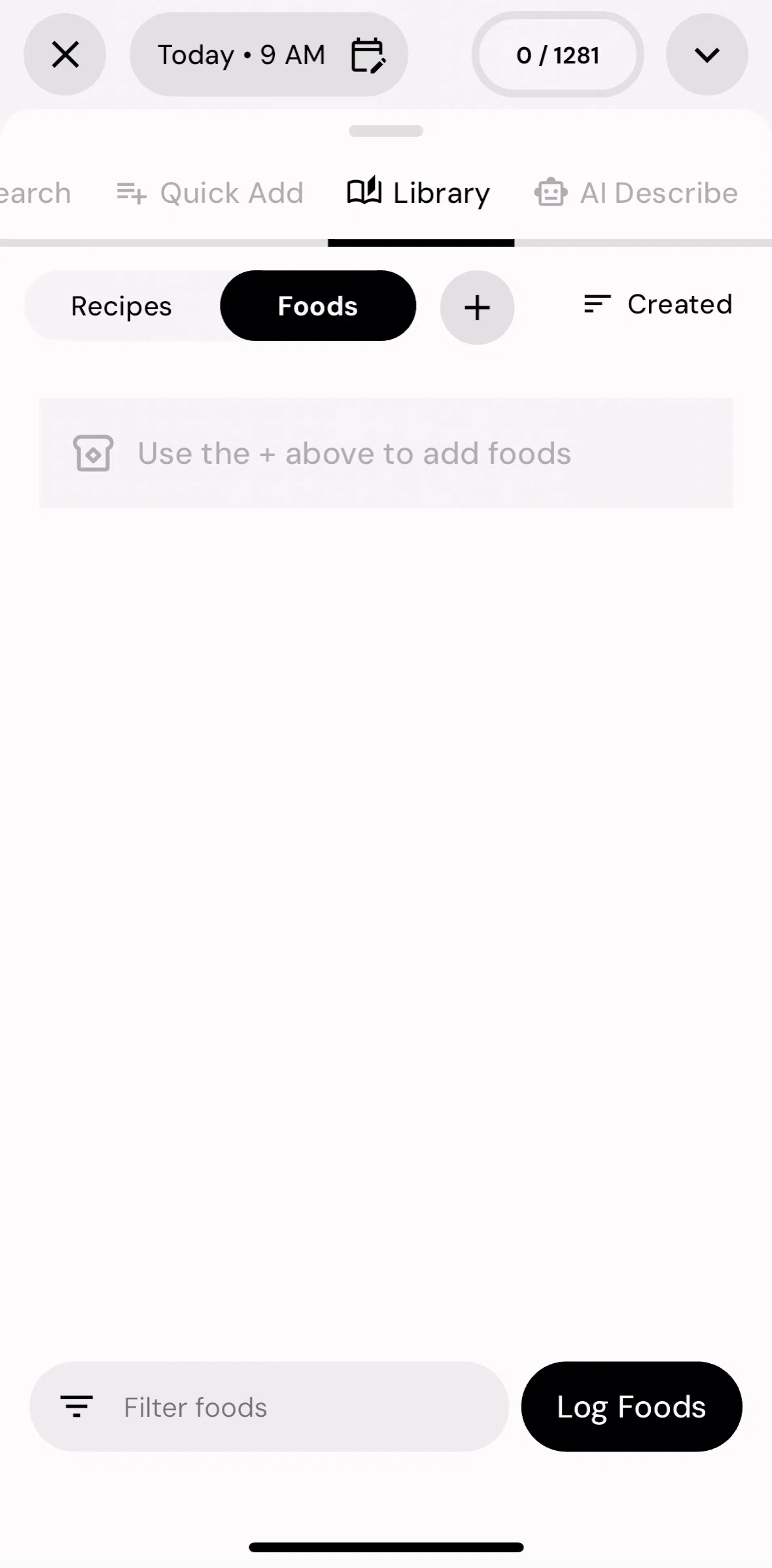 MacroFactor Screen screen in the Creating a new food flow