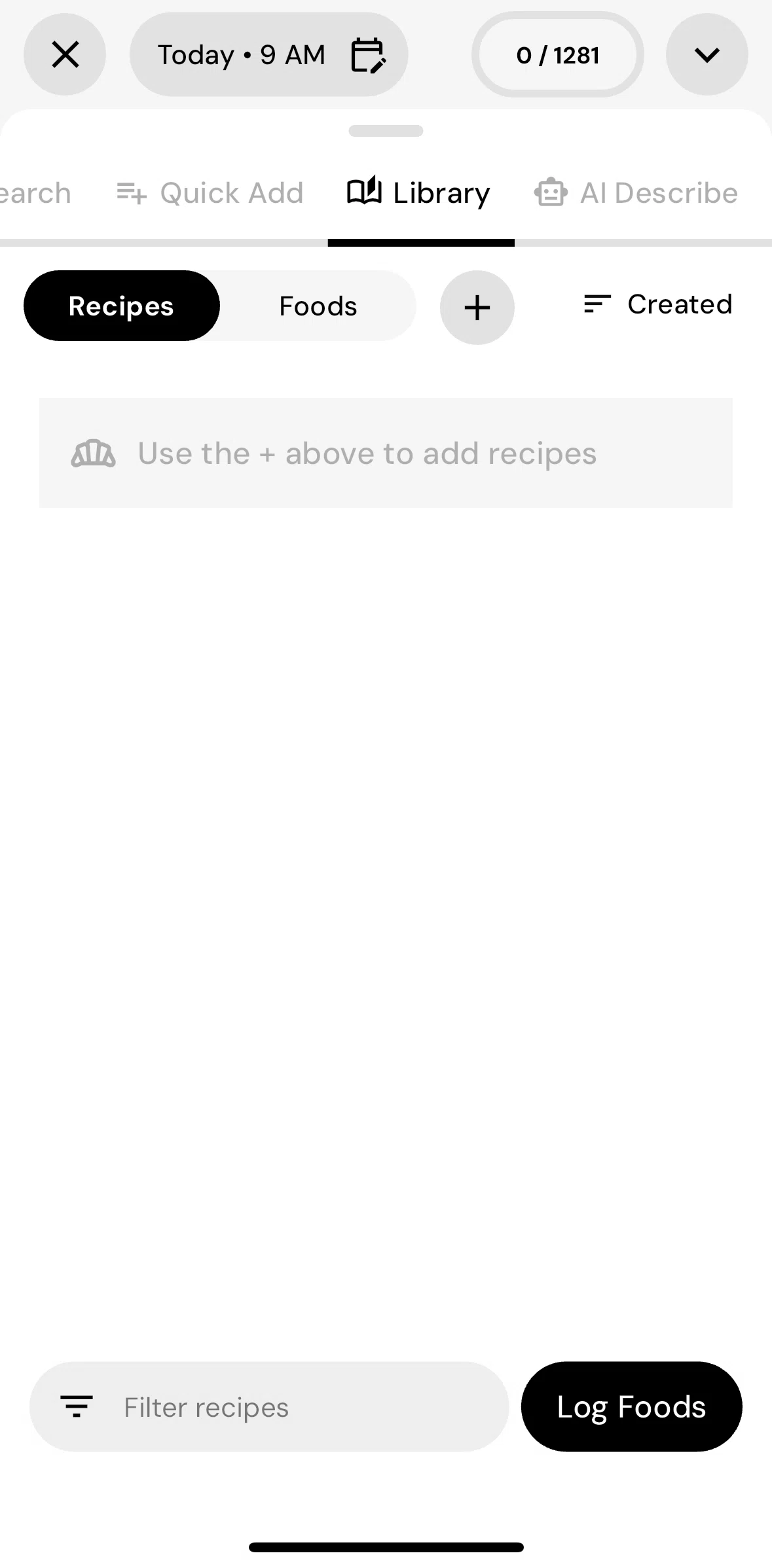 MacroFactor Screen screen in the Creating a recipe flow