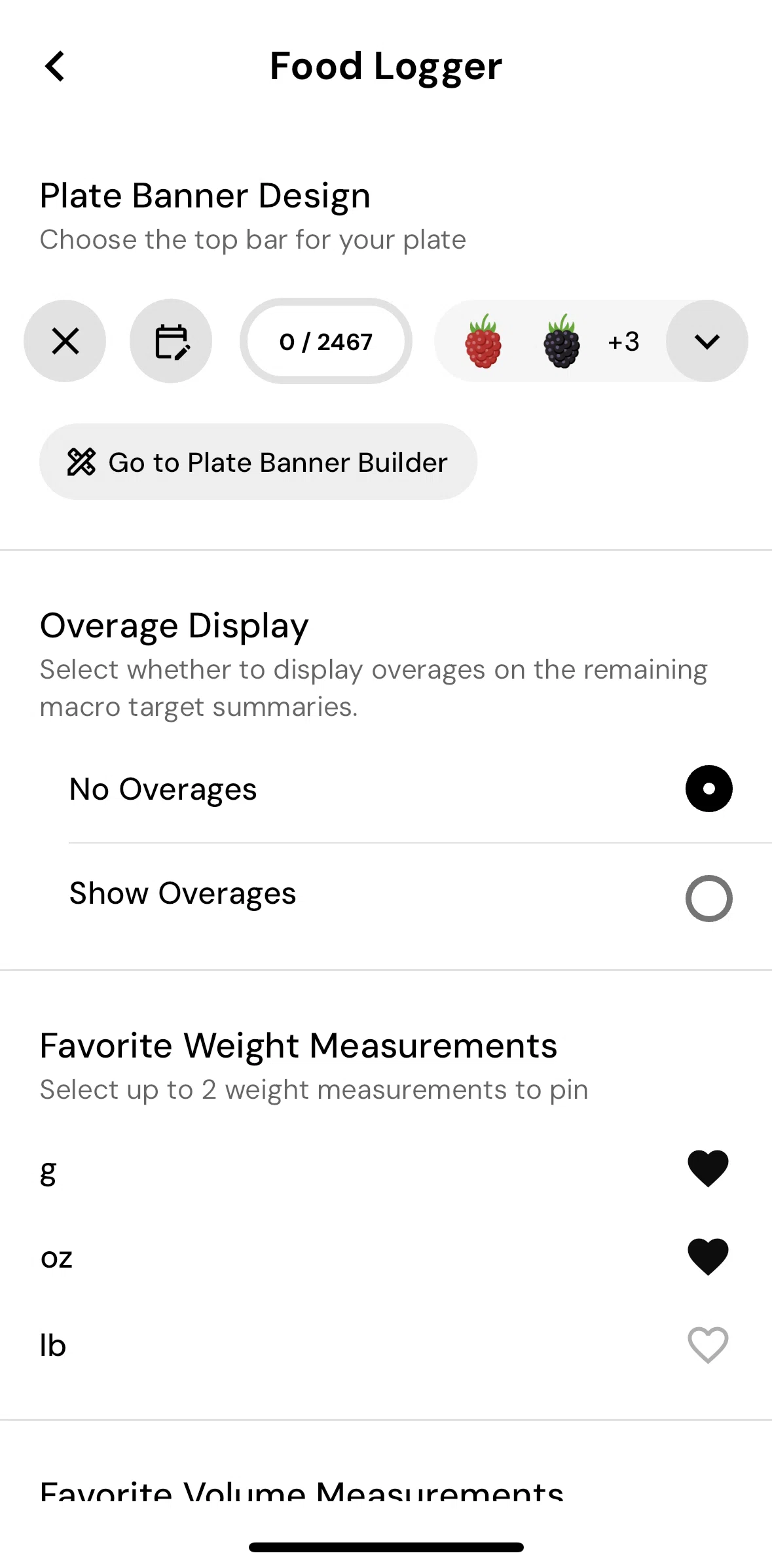 MacroFactor Screen screen in the Customizing plate banner flow