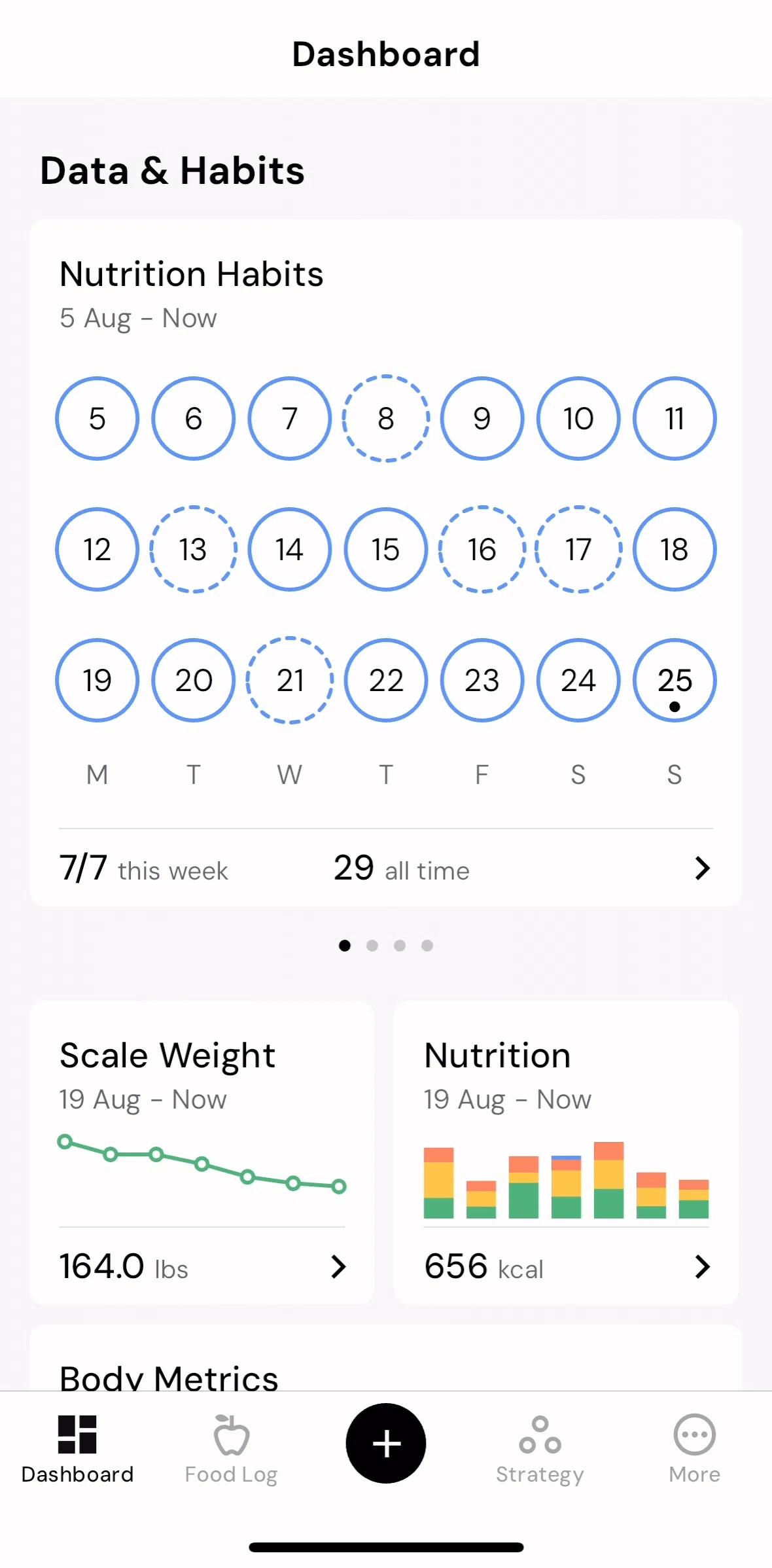 MacroFactor Screen screen in the Data and habits flow