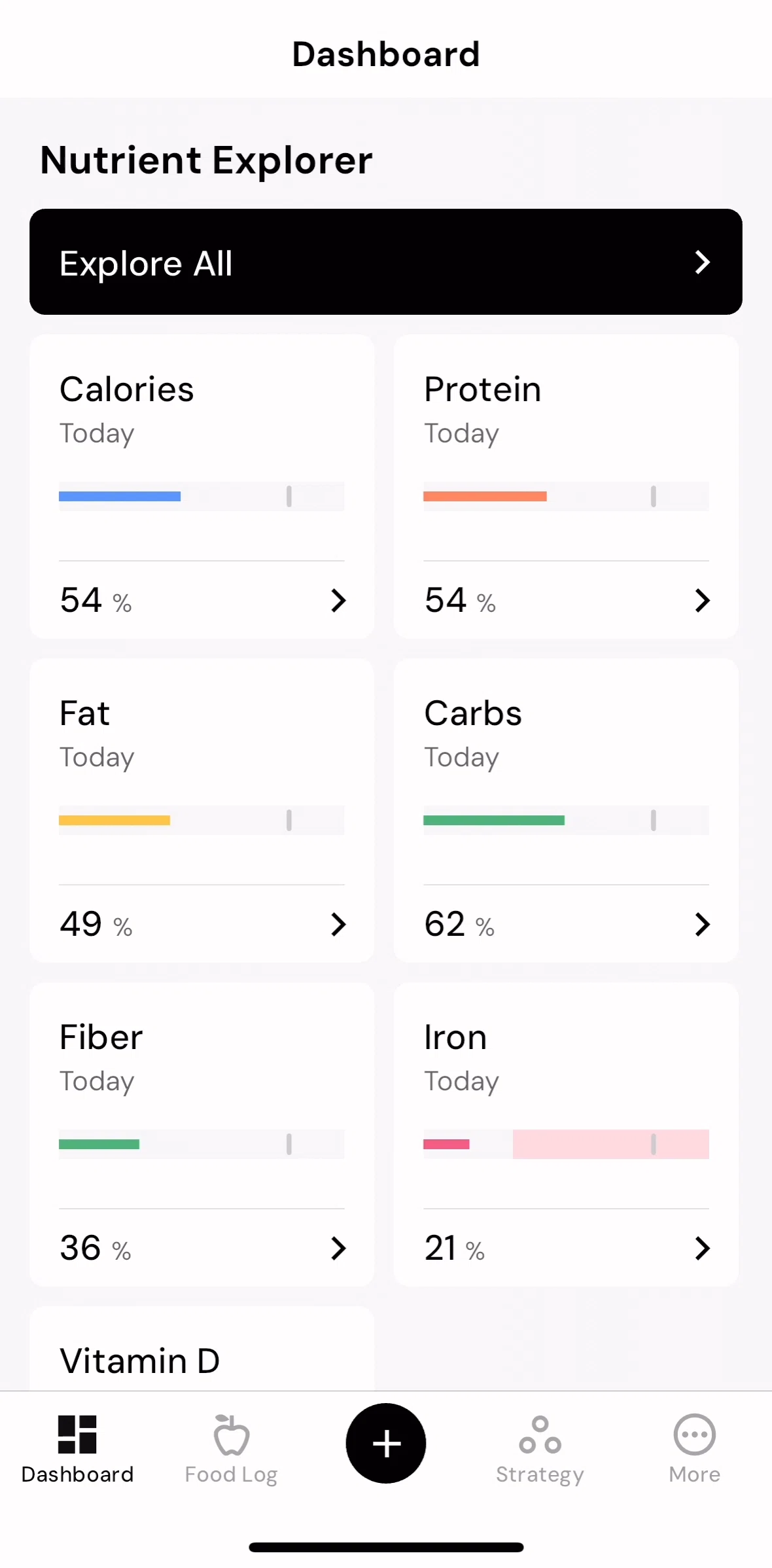 MacroFactor Screen screen in the Nutrient explorer flow