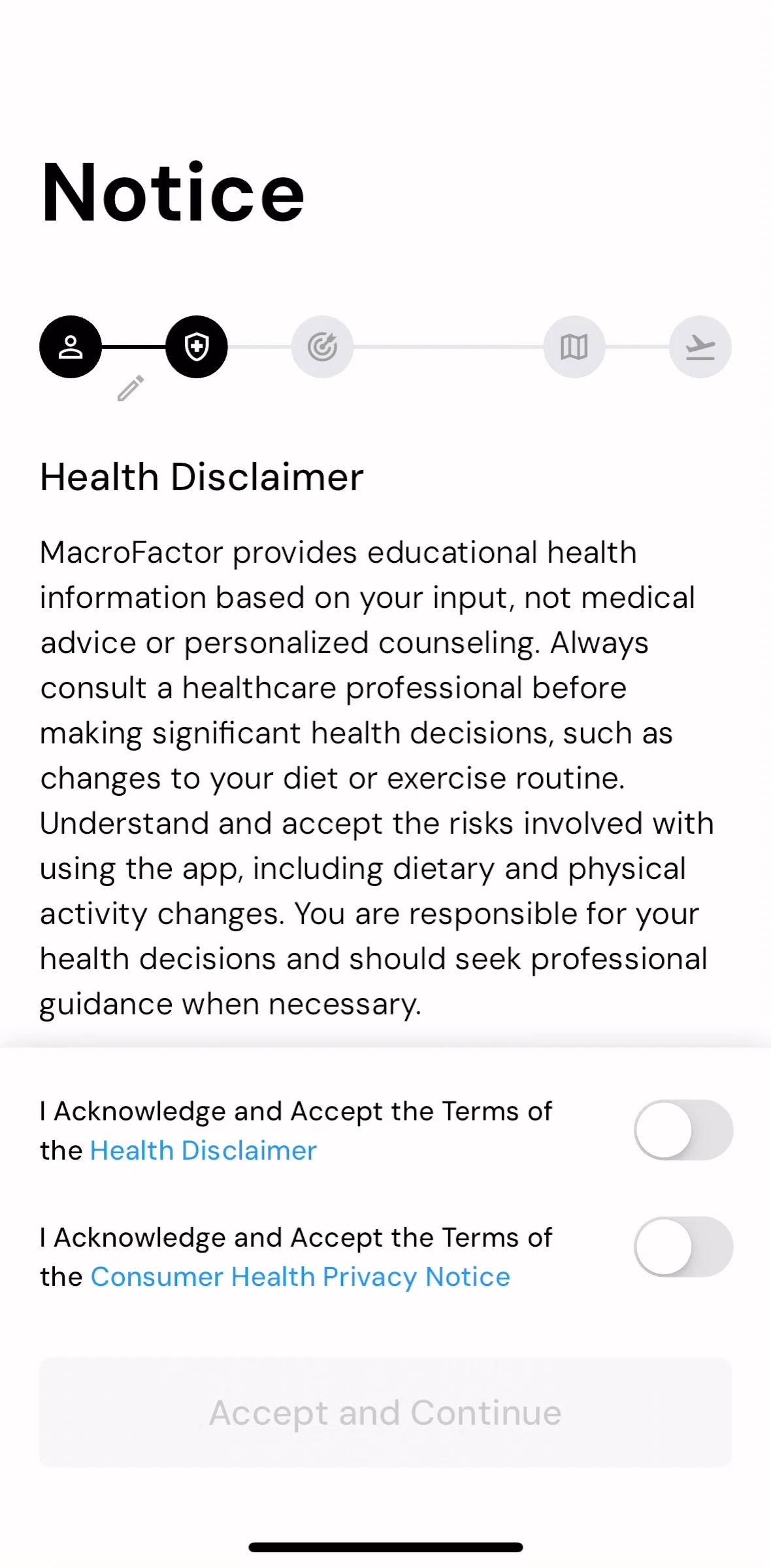 MacroFactor Screen screen in the Setting up a goal flow