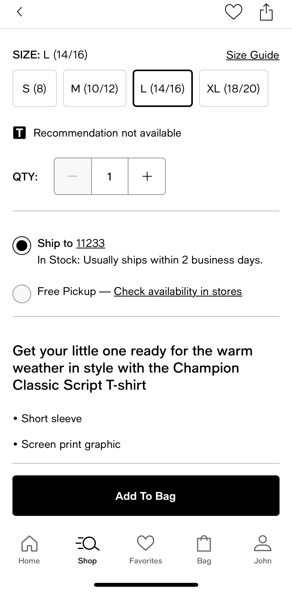 Macy's Screen screen in the Checking pickup availability flow