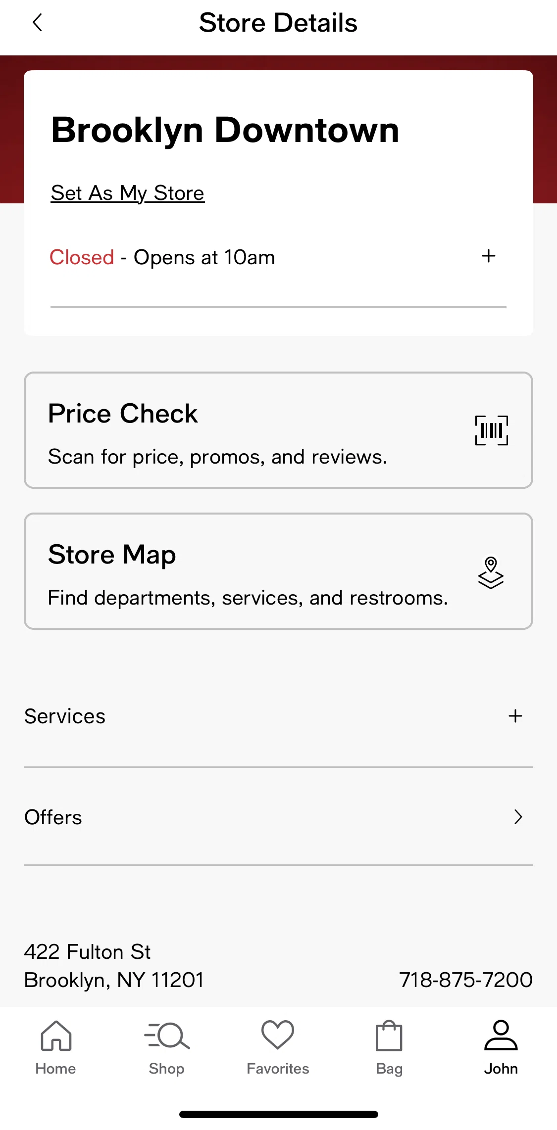 Macy's Screen screen in the Store offers flow