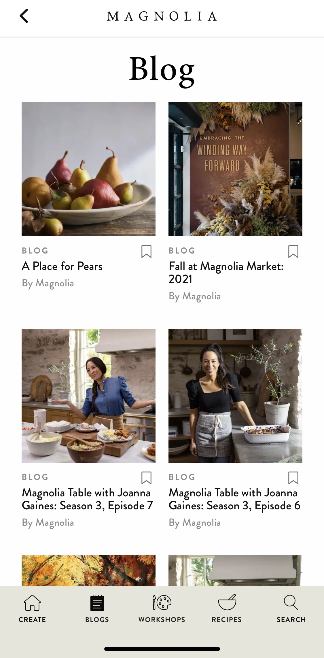 Magnolia Screen screen in the Blogs flow
