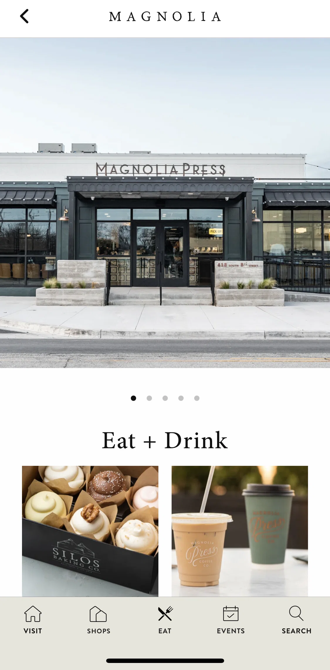 Magnolia Screen screen in the Eat flow