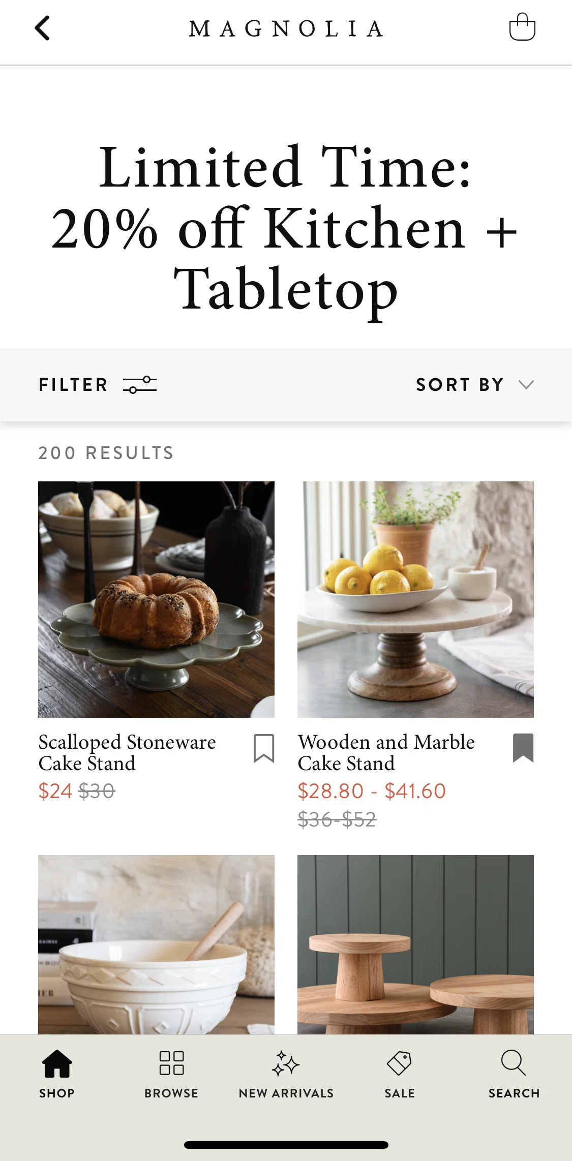 Magnolia Screen screen in the Filtering products flow