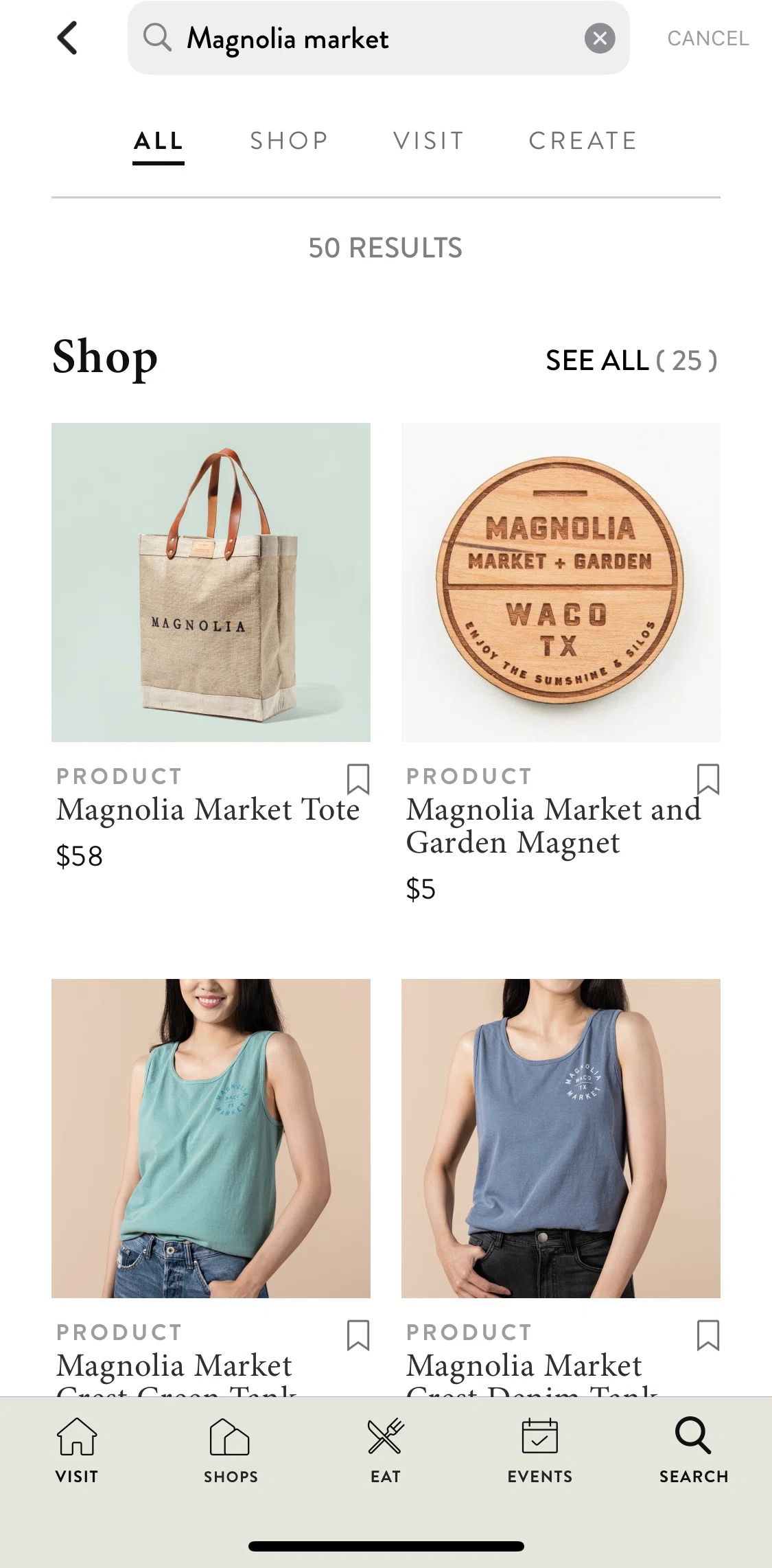 Magnolia Screen screen in the Search flow